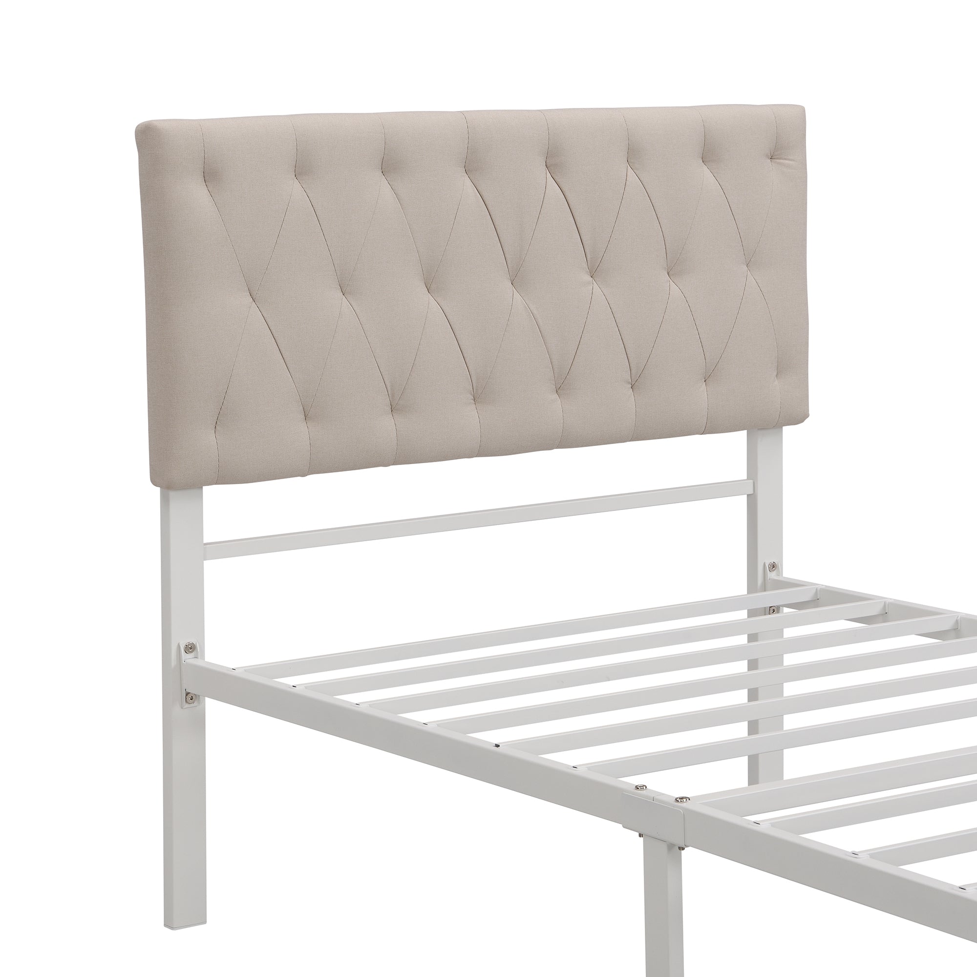 Twin/Queen/Full Metal Frame Linen Platform Bed with Drawer