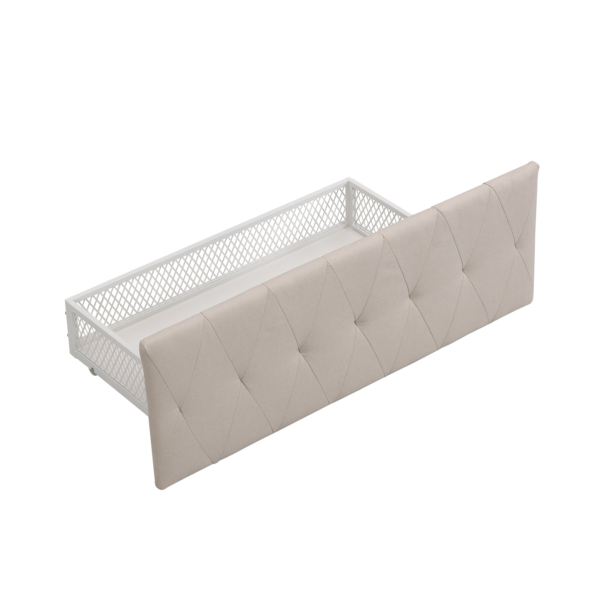 Twin/Queen/Full Metal Frame Linen Platform Bed with Drawer