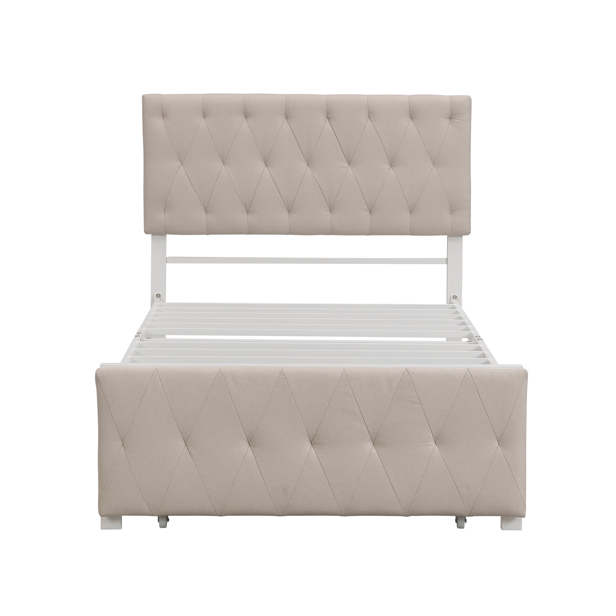 Twin/Queen/Full Metal Frame Linen Platform Bed with Drawer