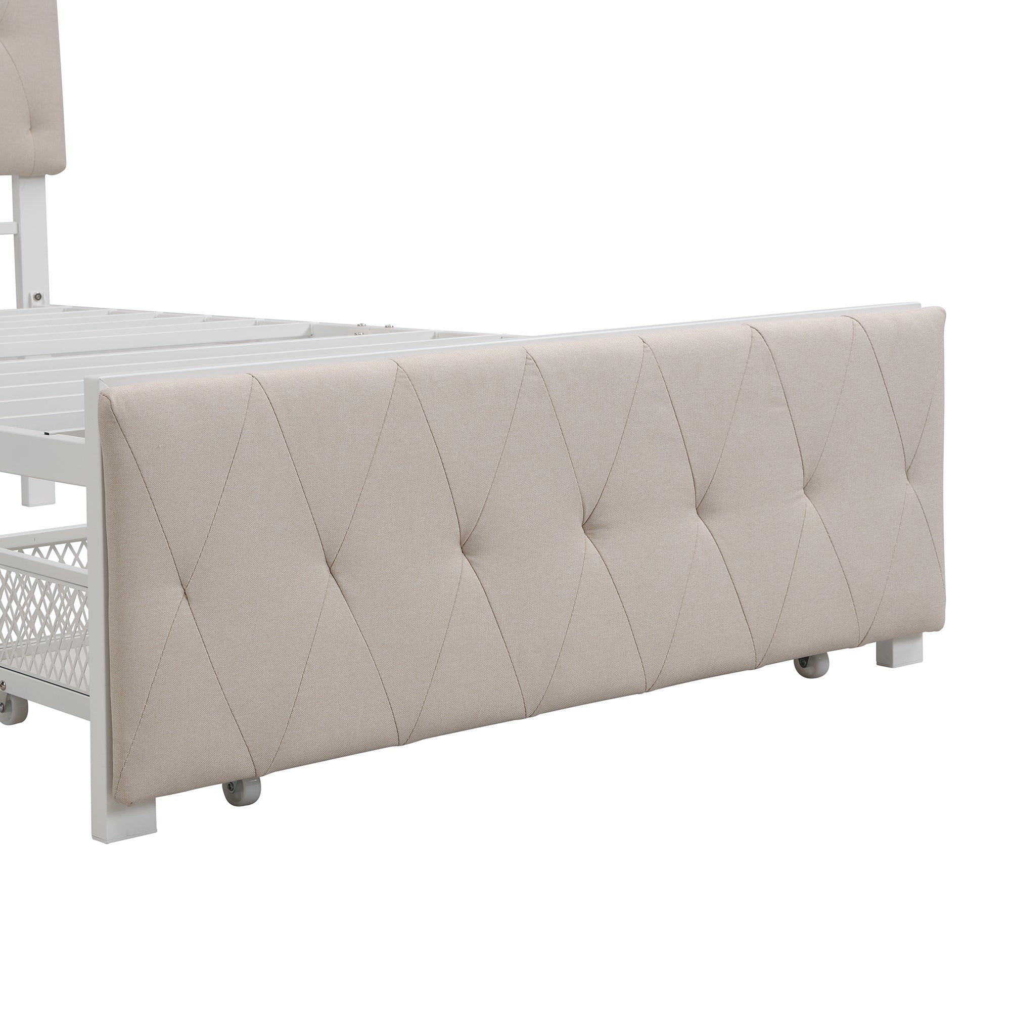Twin/Queen/Full Metal Frame Linen Platform Bed with Drawer