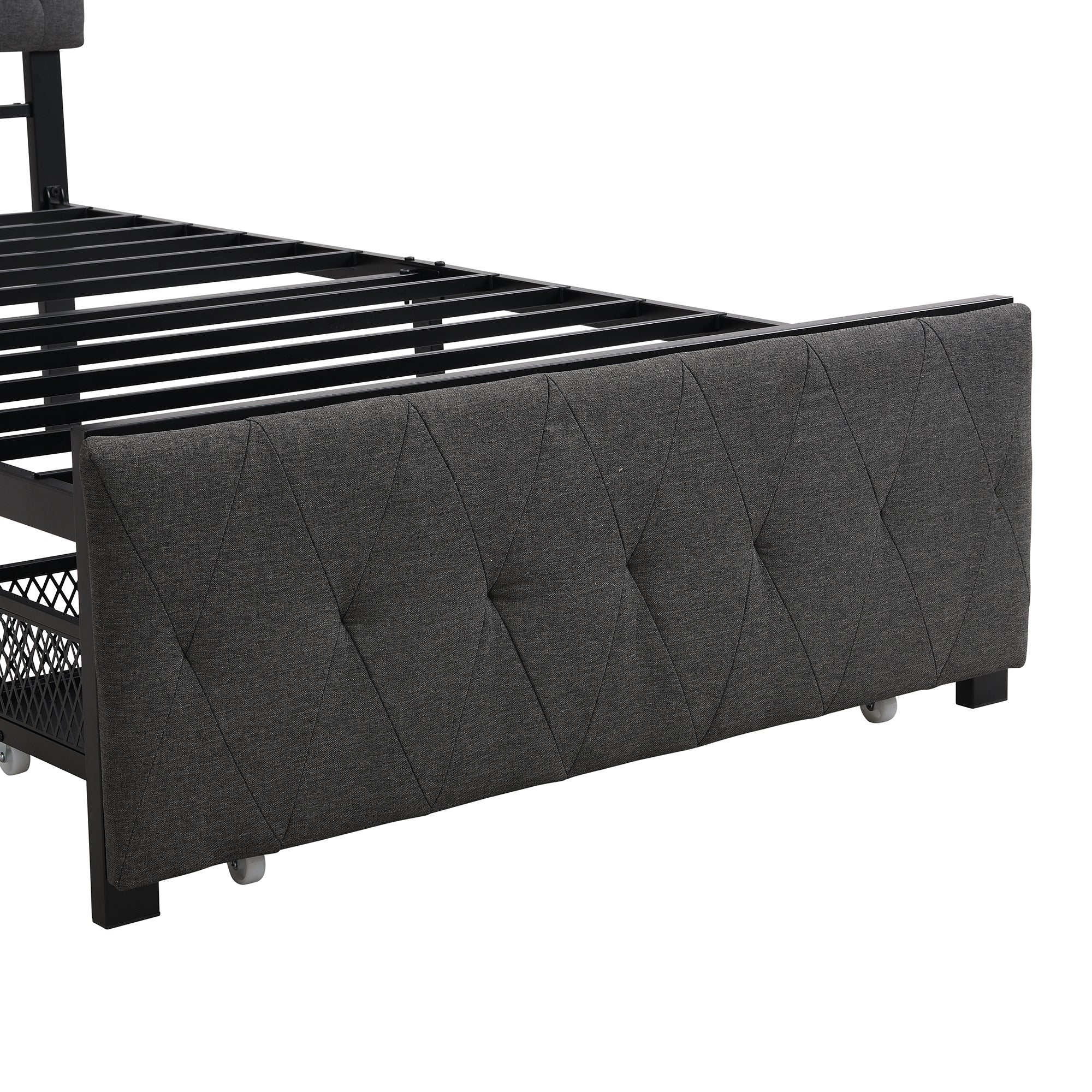 Twin/Queen/Full Metal Frame Linen Platform Bed with Drawer