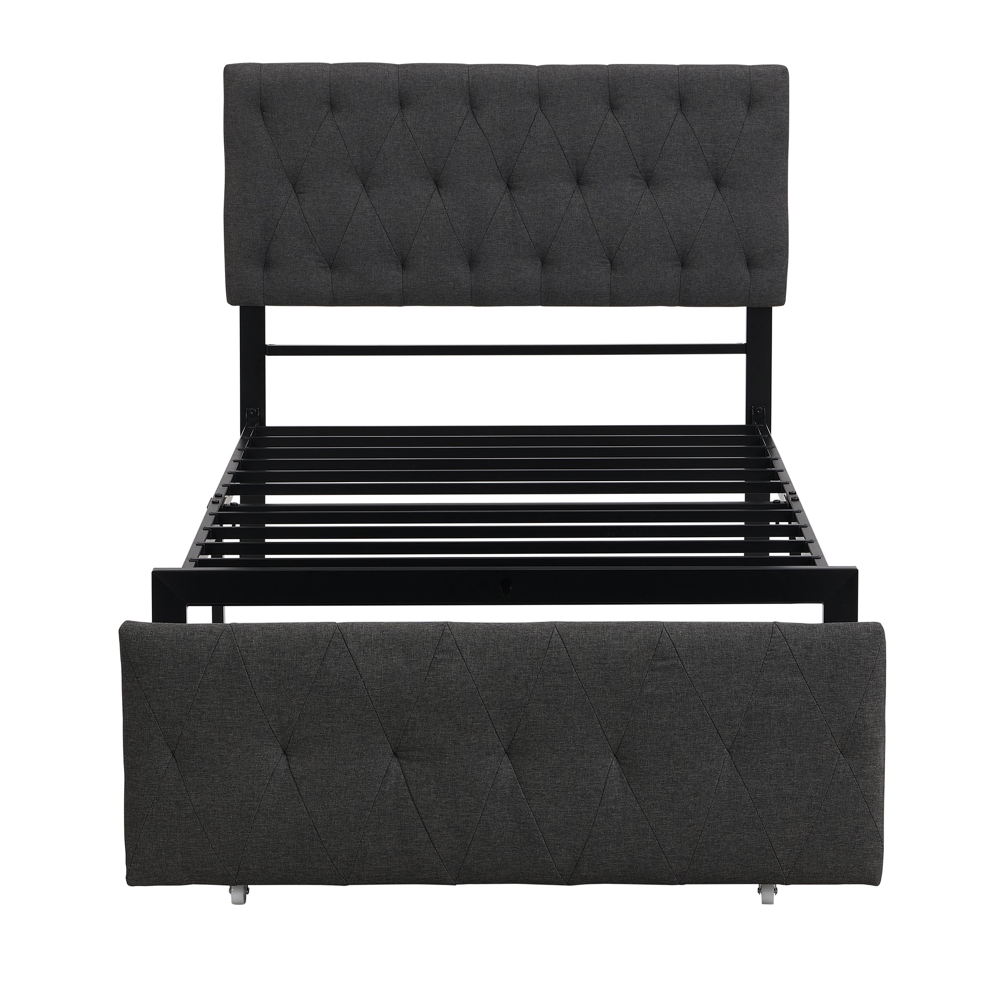 Twin/Queen/Full Metal Frame Linen Platform Bed with Drawer