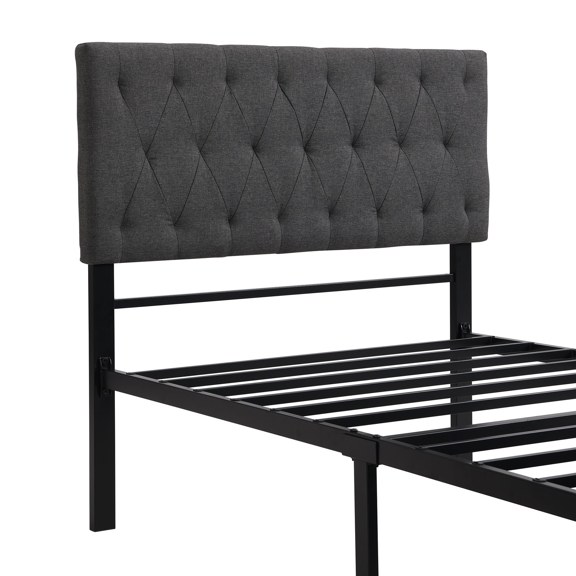 Twin/Queen/Full Metal Frame Linen Platform Bed with Drawer
