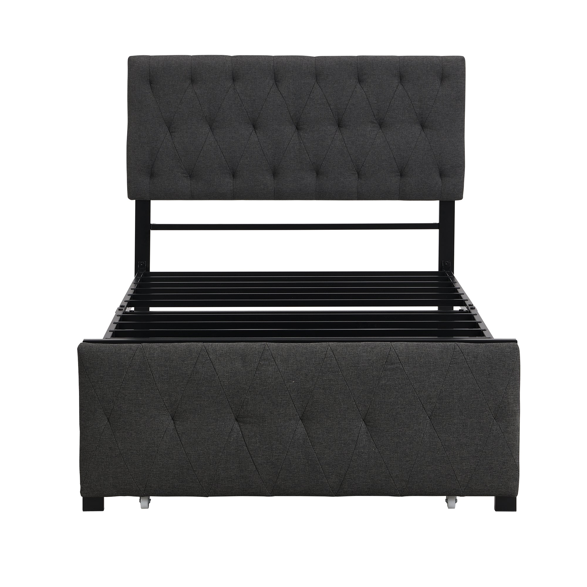 Twin/Queen/Full Metal Frame Linen Platform Bed with Drawer