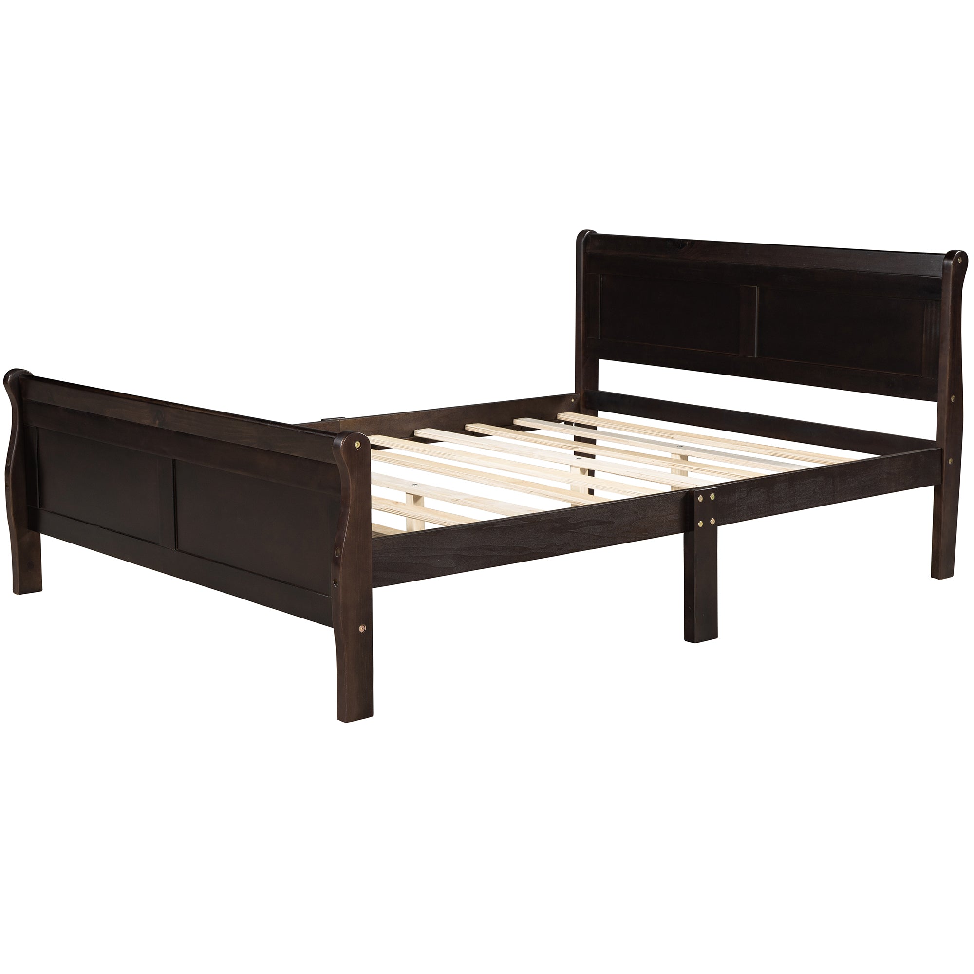 Twin/Full/Queen Wood Frame Sleigh Bed with Footboard