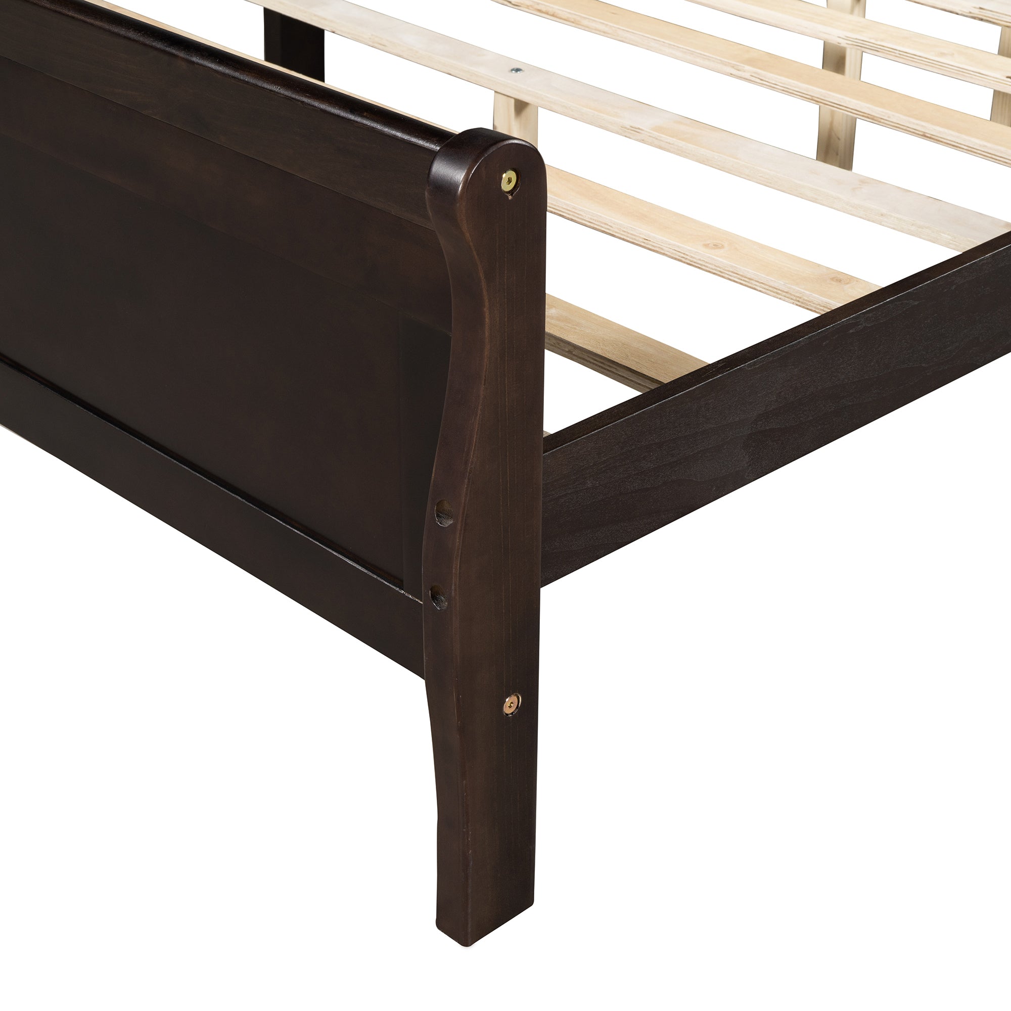 Twin/Full/Queen Wood Frame Sleigh Bed with Footboard