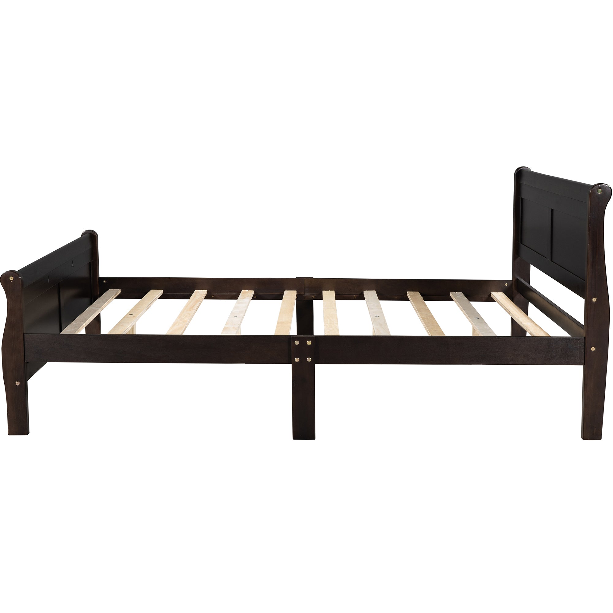 Twin/Full/Queen Wood Frame Sleigh Bed with Footboard