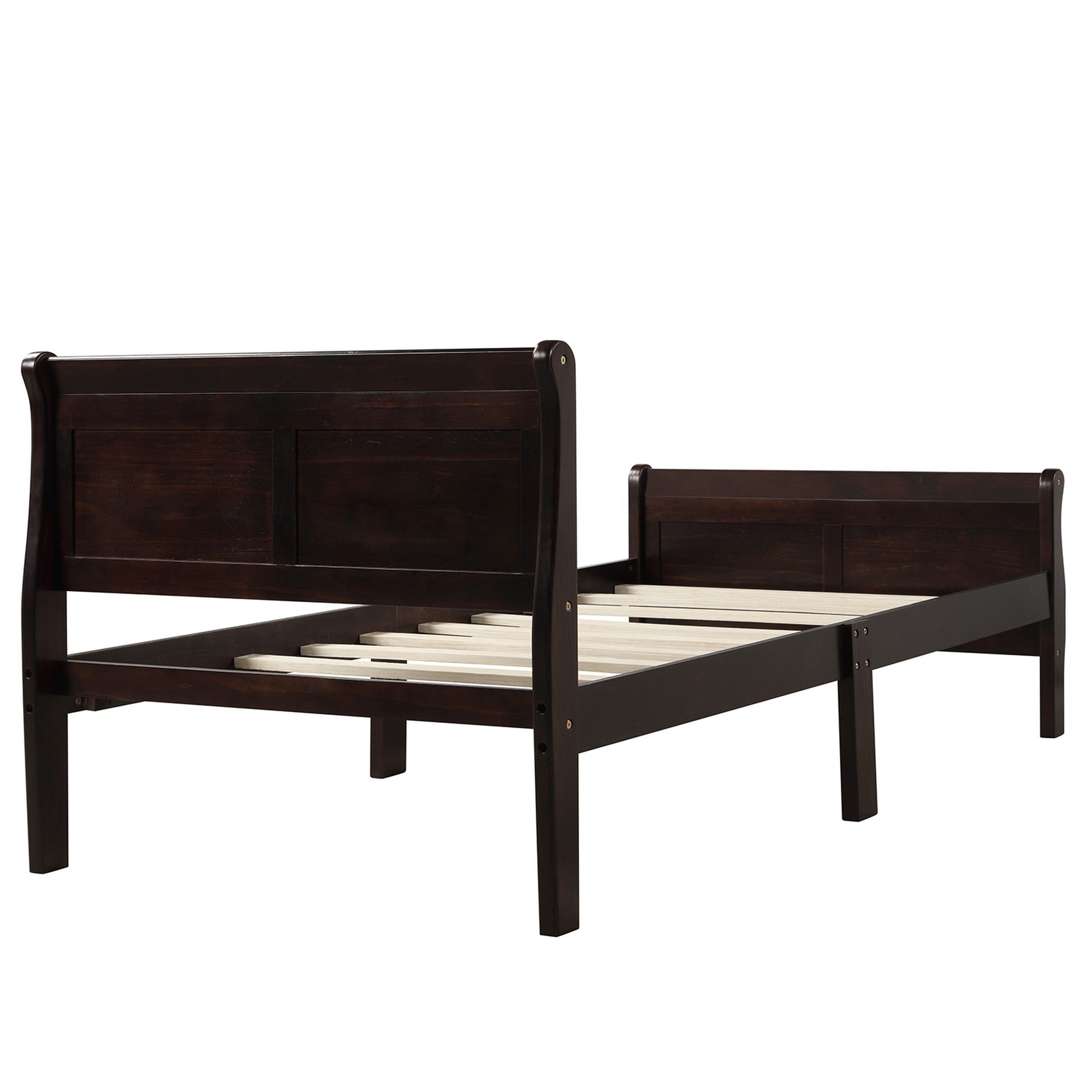 Twin/Full/Queen Wood Frame Sleigh Bed with Footboard