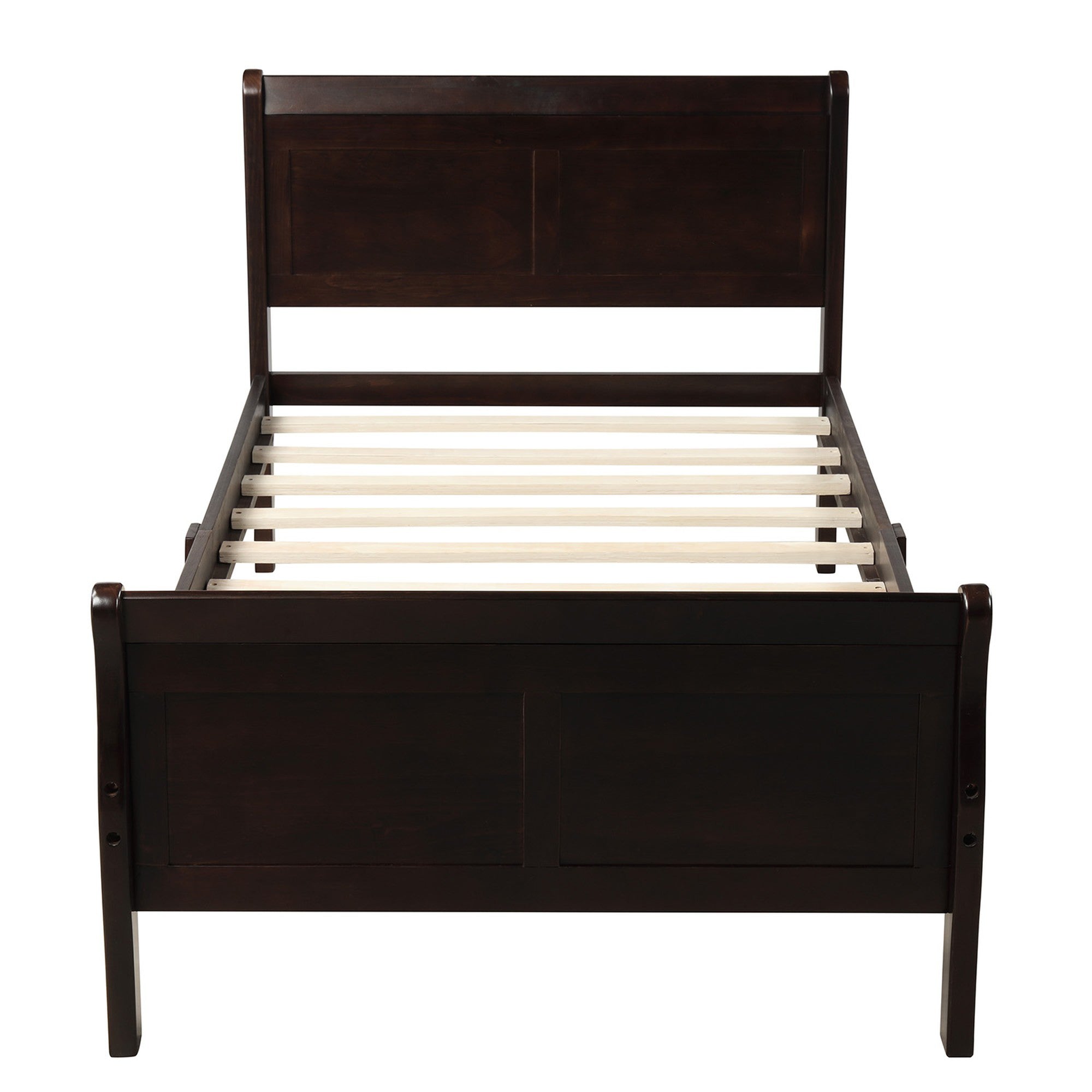 Twin/Full/Queen Wood Frame Sleigh Bed with Footboard