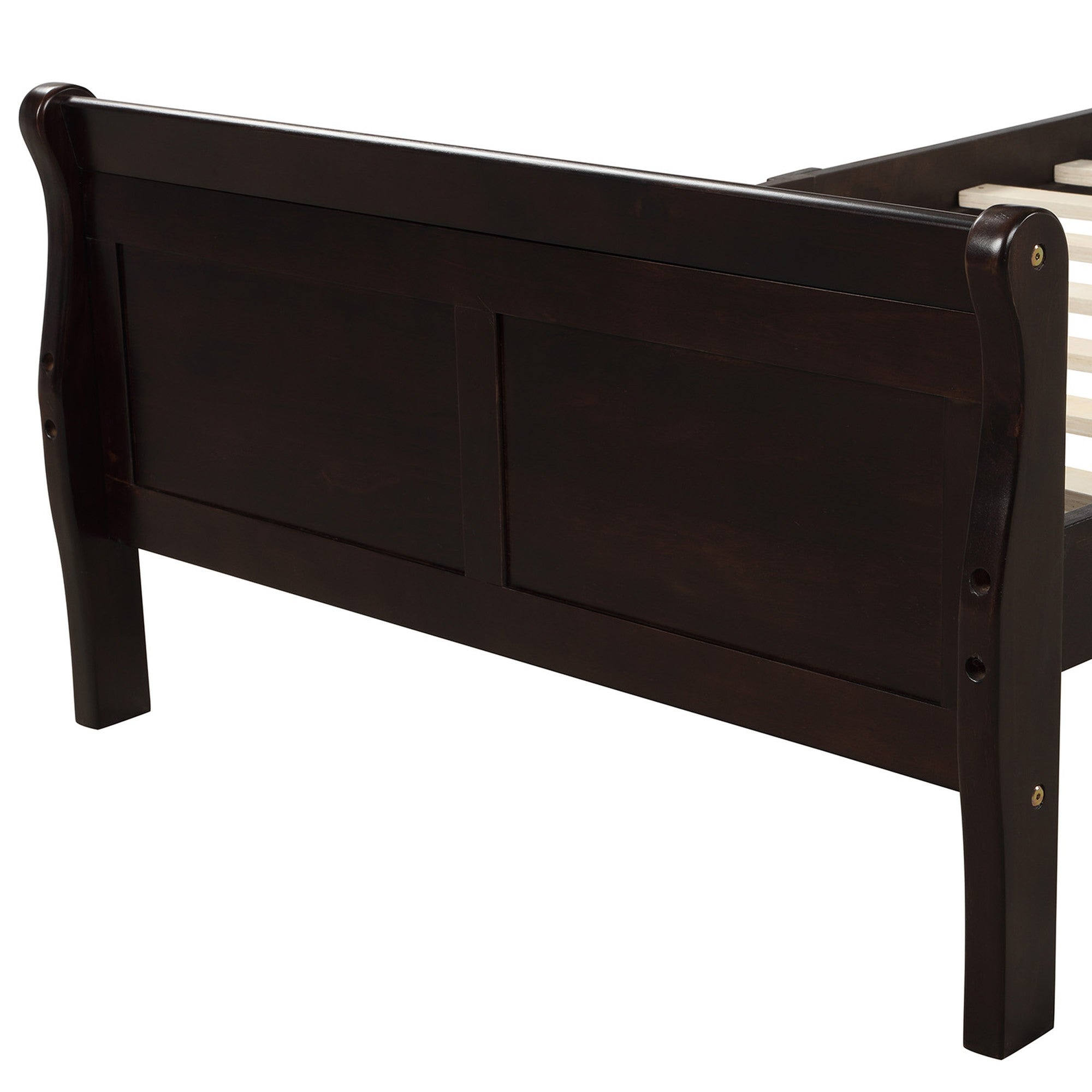 Twin/Full/Queen Wood Frame Sleigh Bed with Footboard