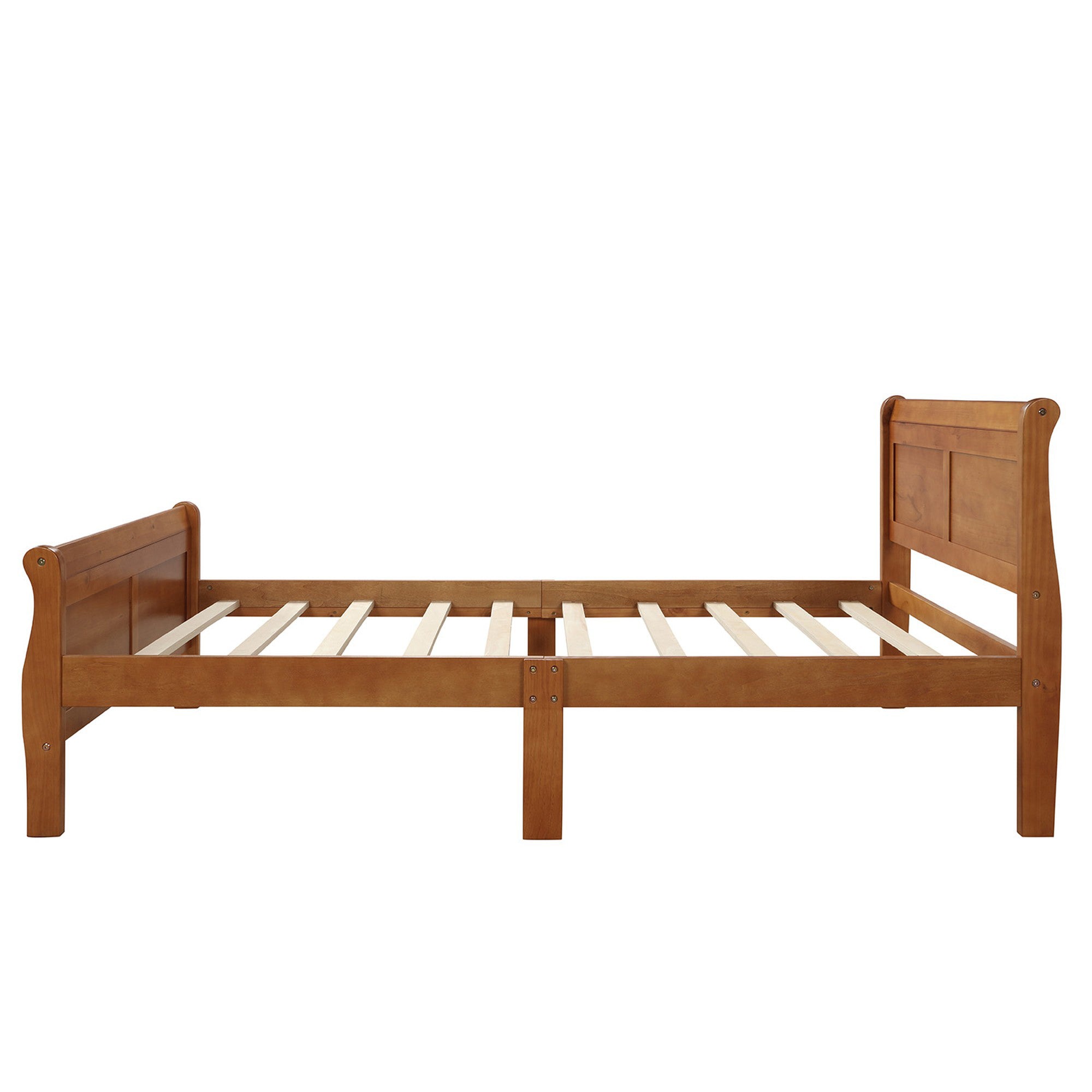 Twin/Full/Queen Wood Frame Sleigh Bed with Footboard