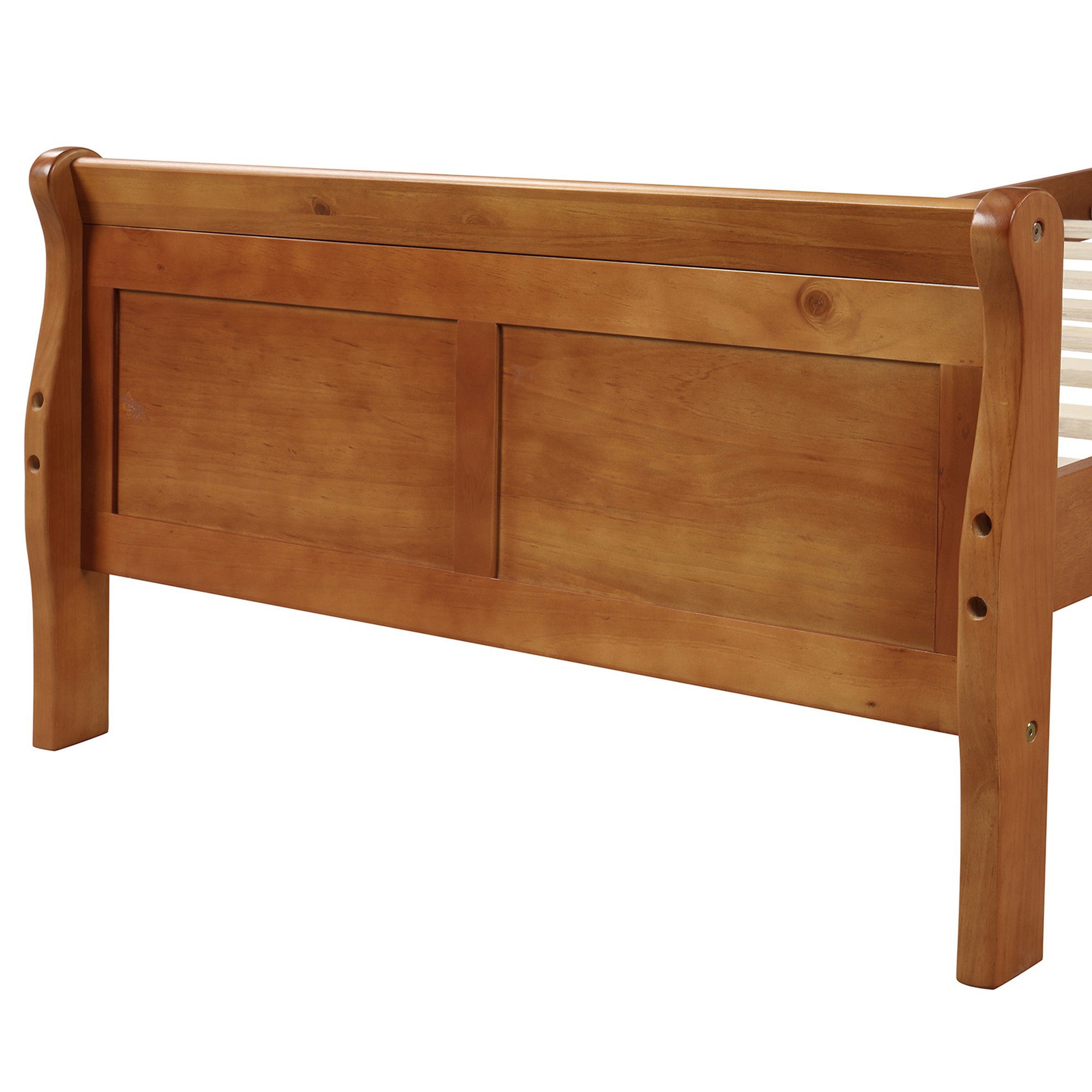 Twin/Full/Queen Wood Frame Sleigh Bed with Footboard