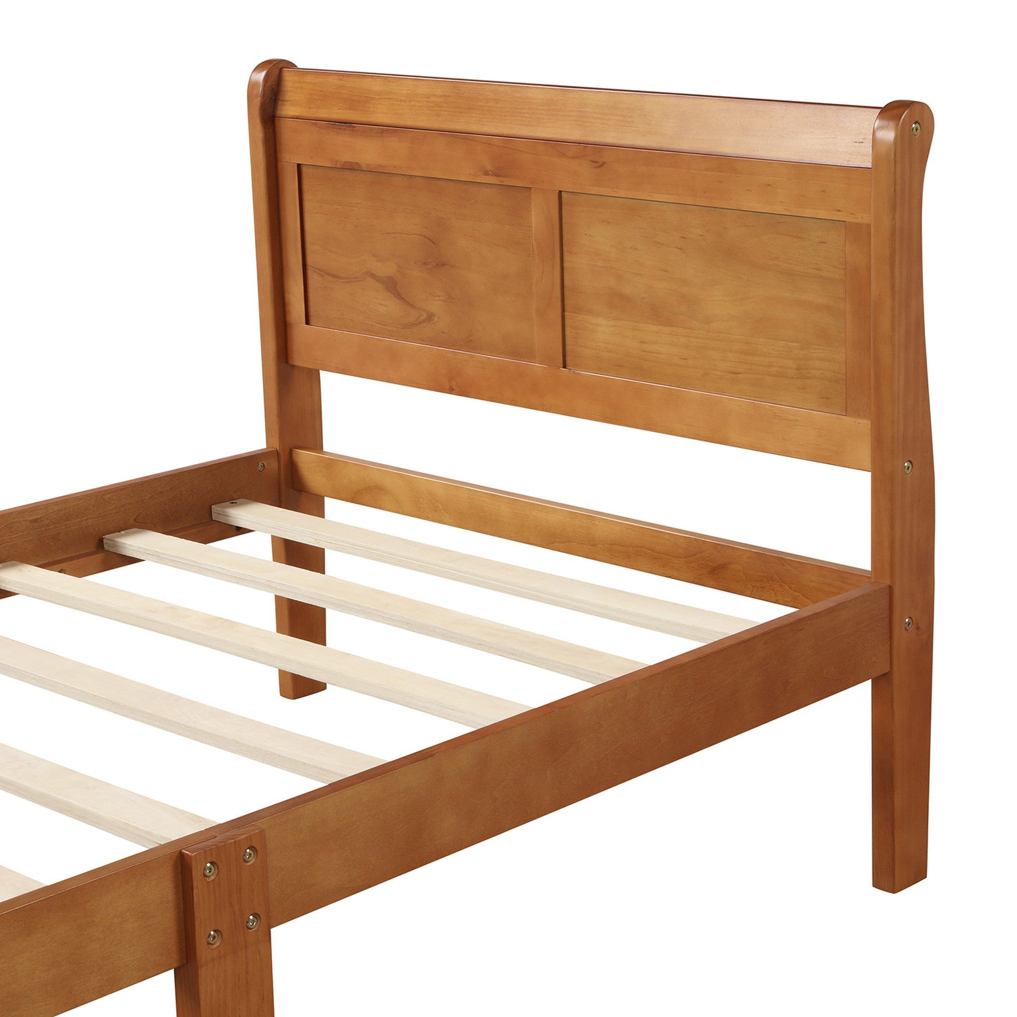 Twin/Full/Queen Wood Frame Sleigh Bed with Footboard