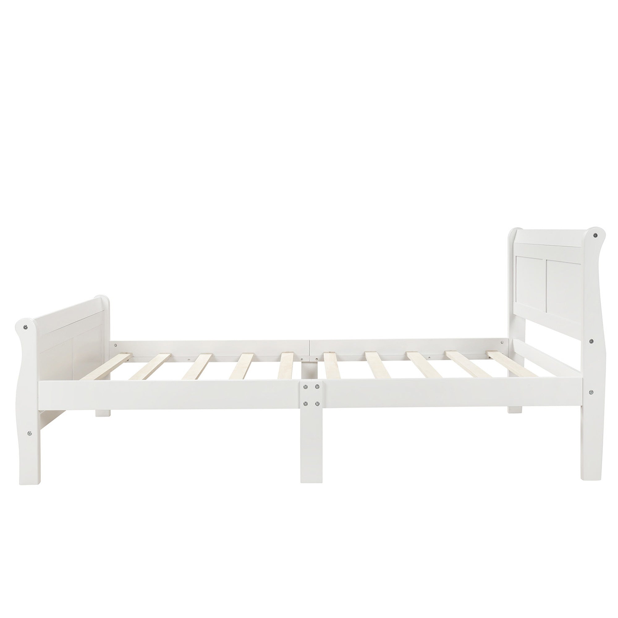 Twin/Full/Queen Wood Frame Sleigh Bed with Footboard