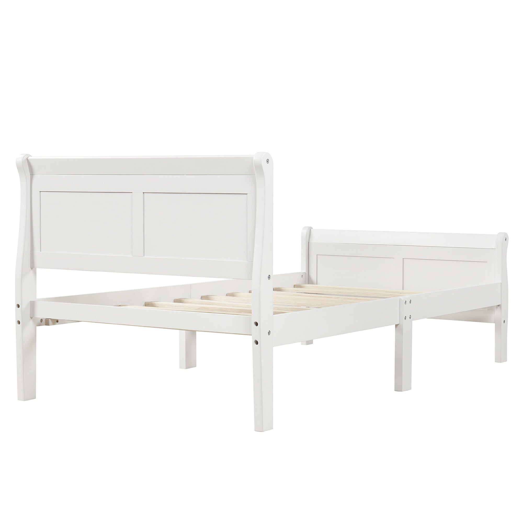 Twin/Full/Queen Wood Frame Sleigh Bed with Footboard