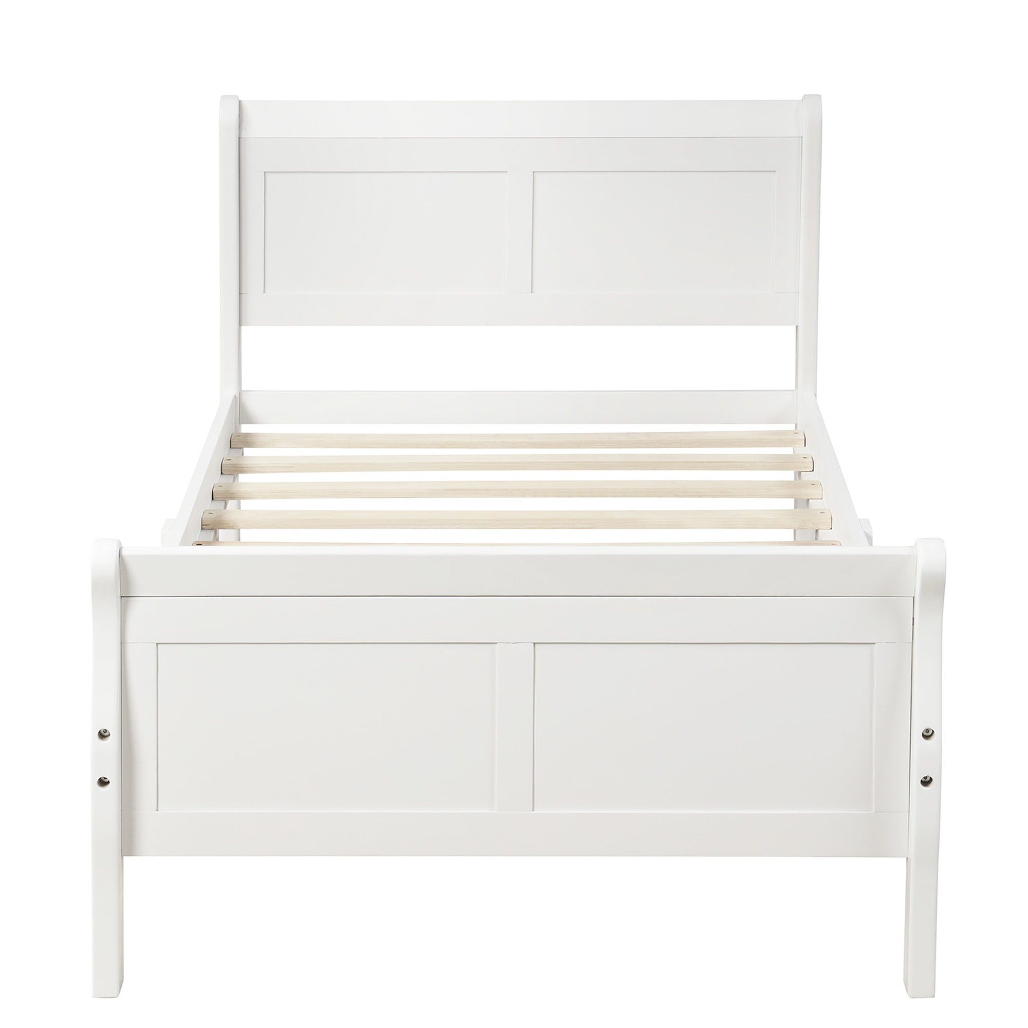 Twin/Full/Queen Wood Frame Sleigh Bed with Footboard