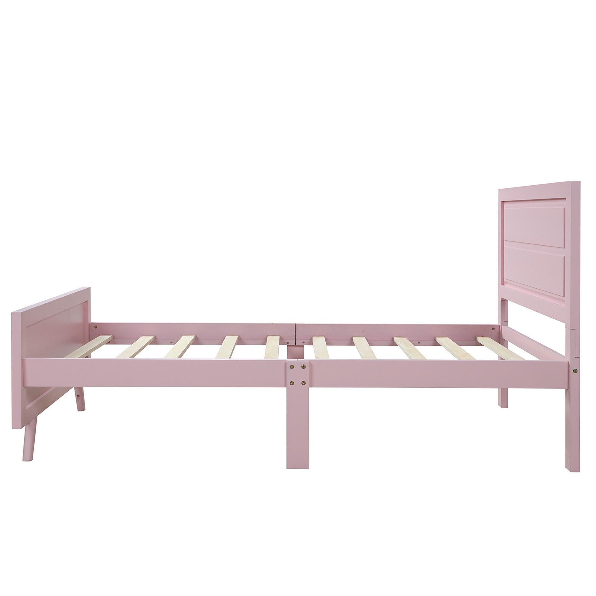 Twin Wood Frame Platform Bed with Headboard