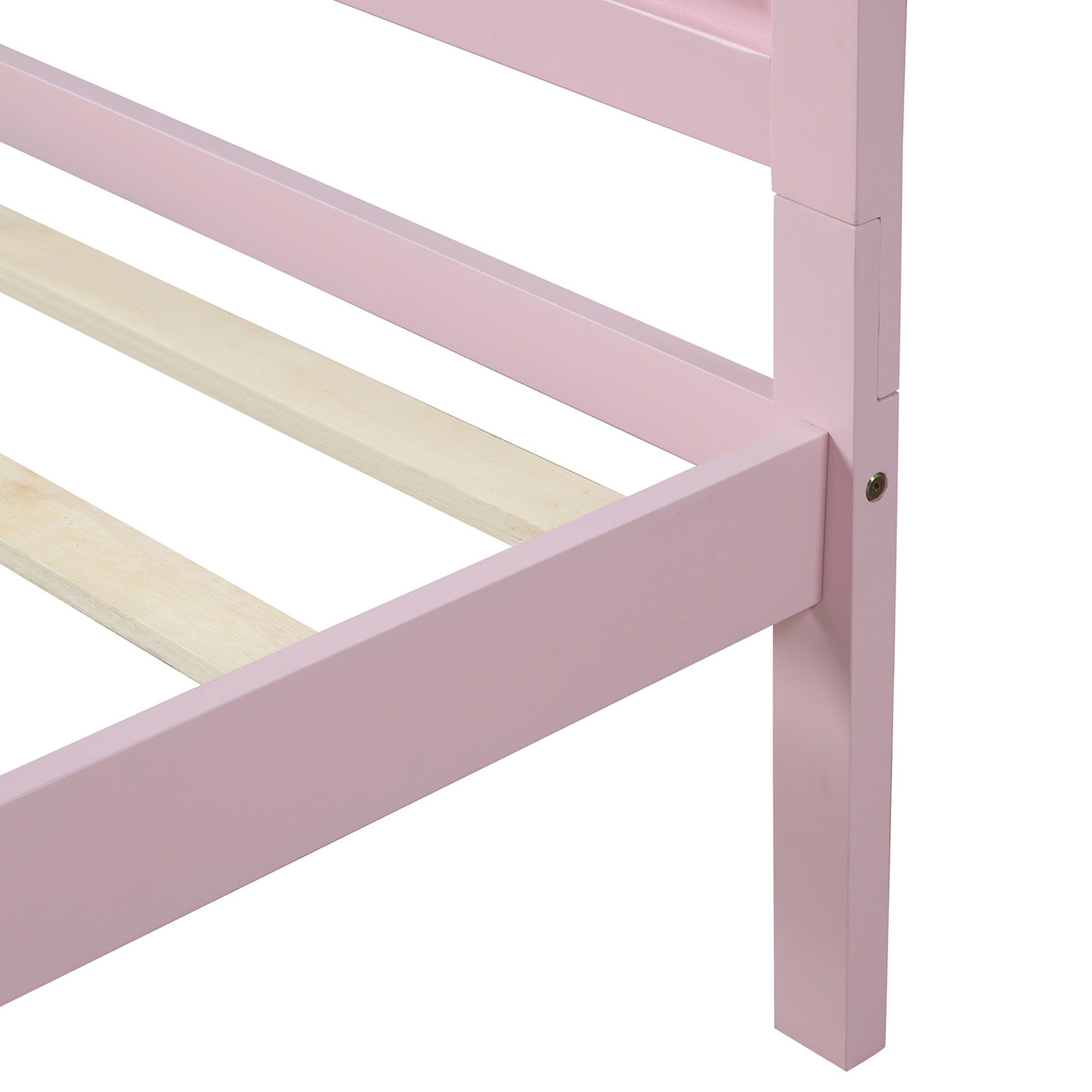 Twin Wood Frame Platform Bed with Headboard