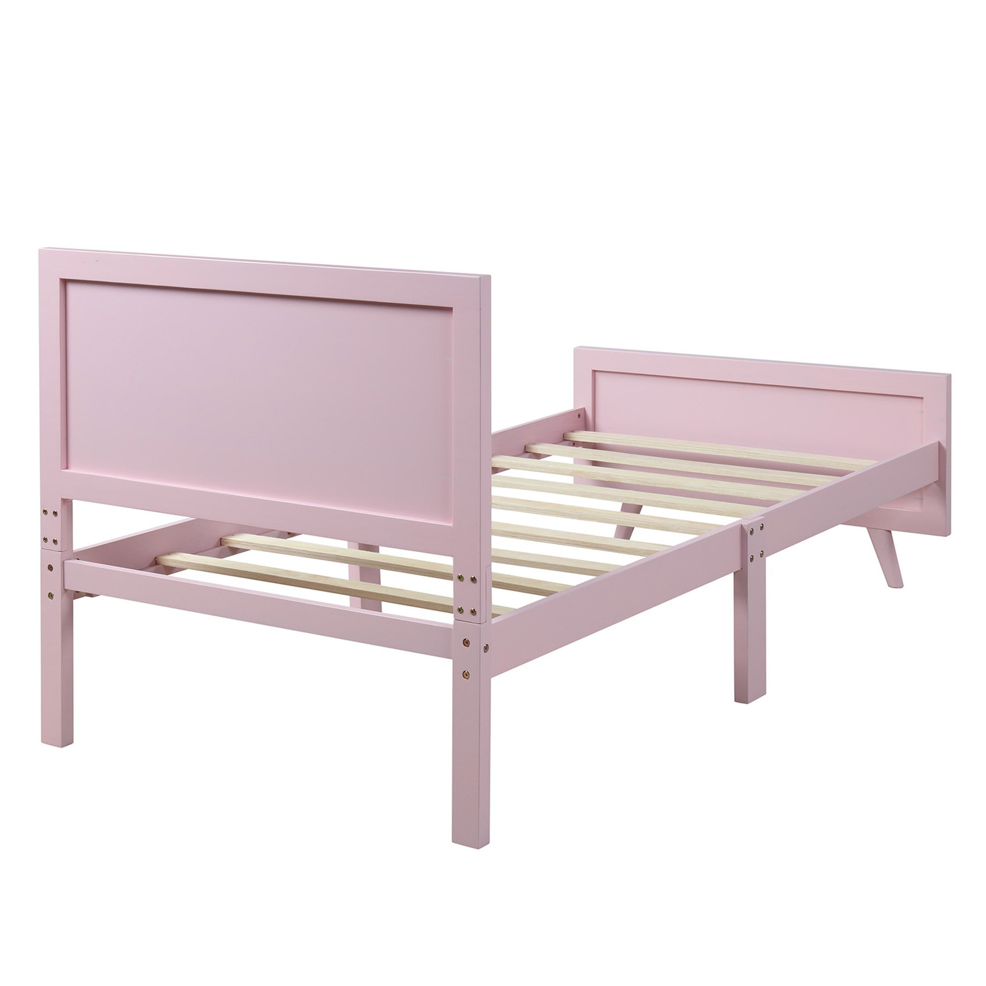 Twin Wood Frame Platform Bed with Headboard