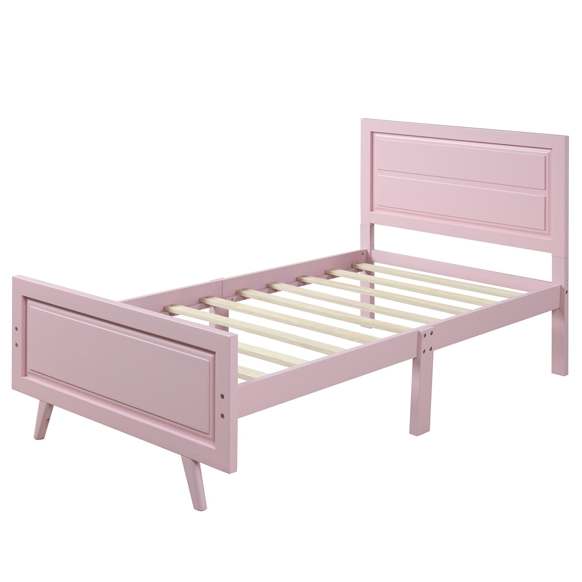 Twin Wood Frame Platform Bed with Headboard