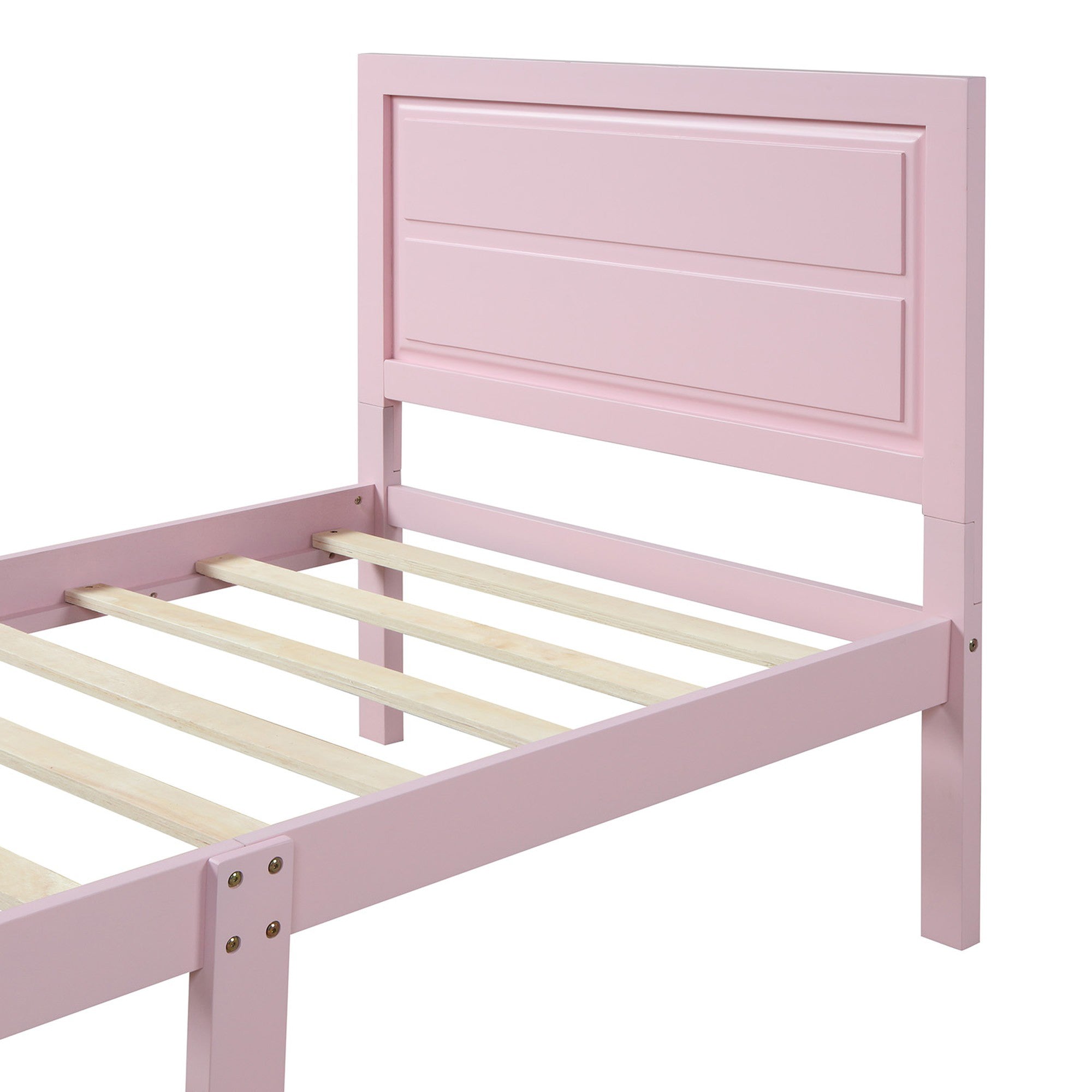 Twin Wood Frame Platform Bed with Headboard