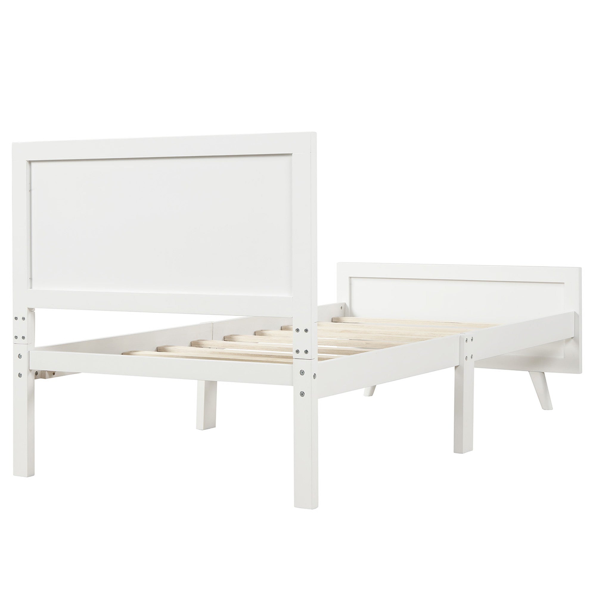 Twin Wood Frame Platform Bed with Headboard