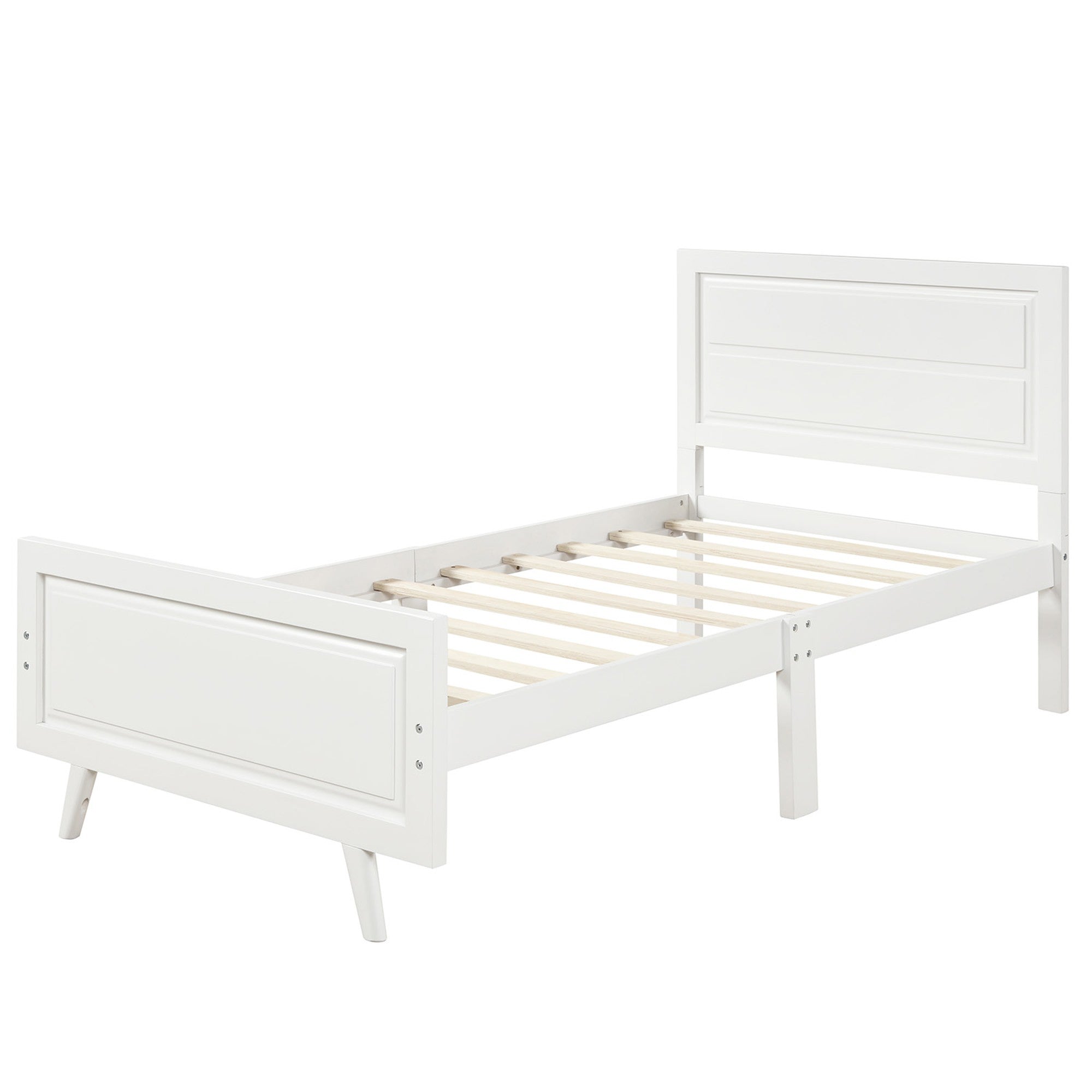 Twin Wood Frame Platform Bed with Headboard
