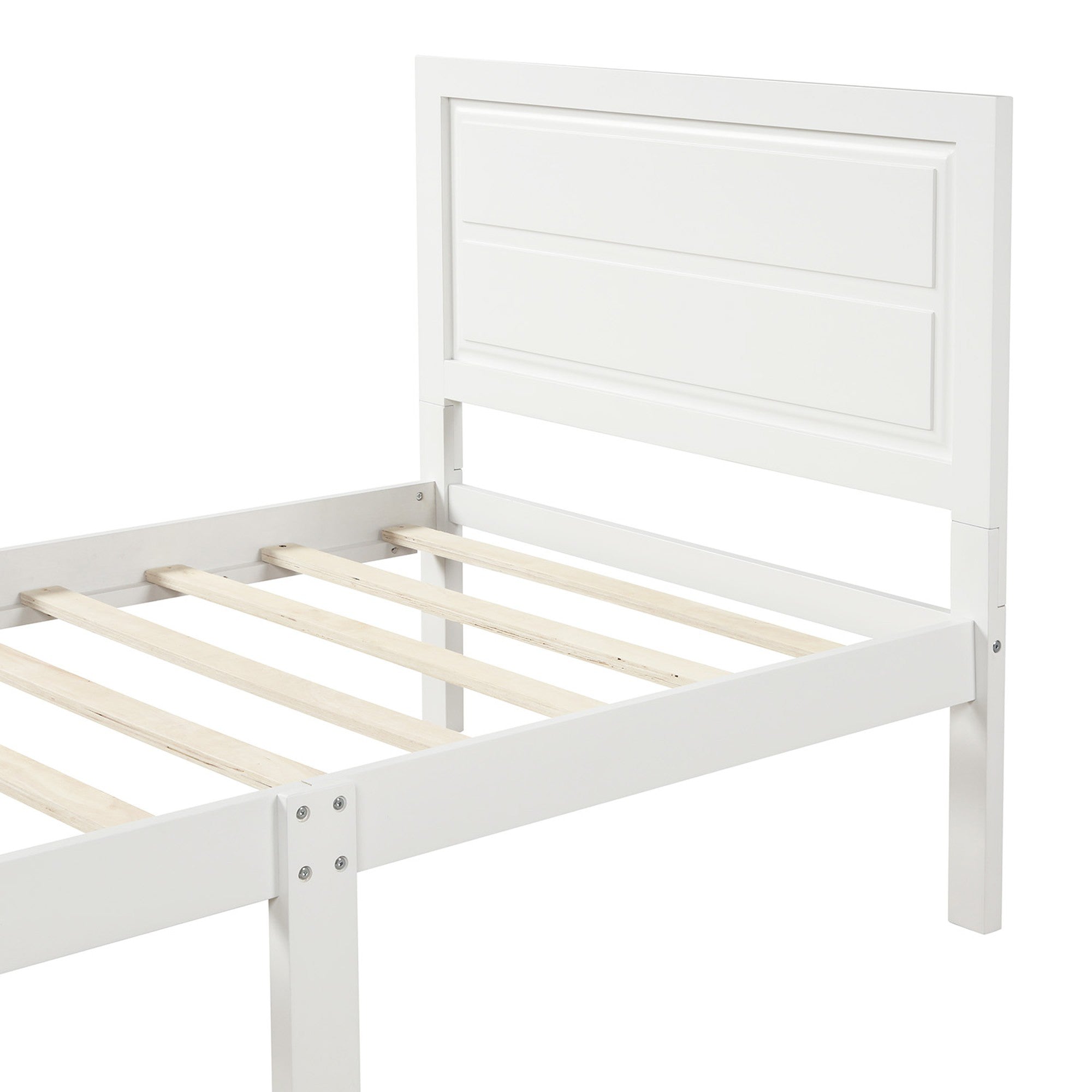 Twin Wood Frame Platform Bed with Headboard
