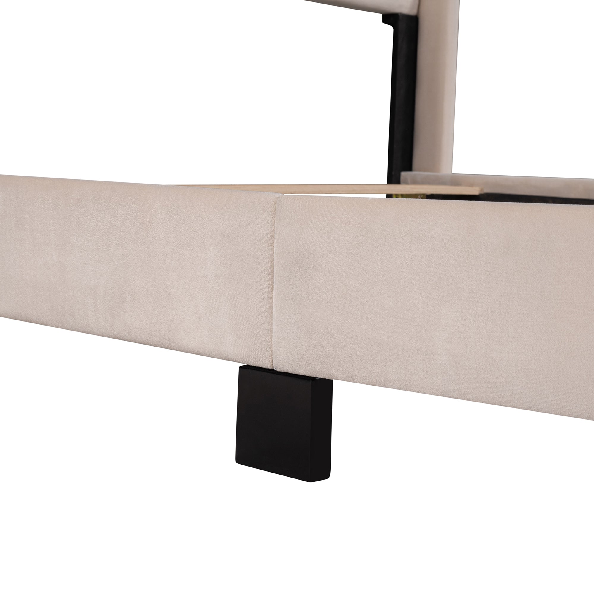 Queen Wood Frame Platform Bed with Upholstered Headboard