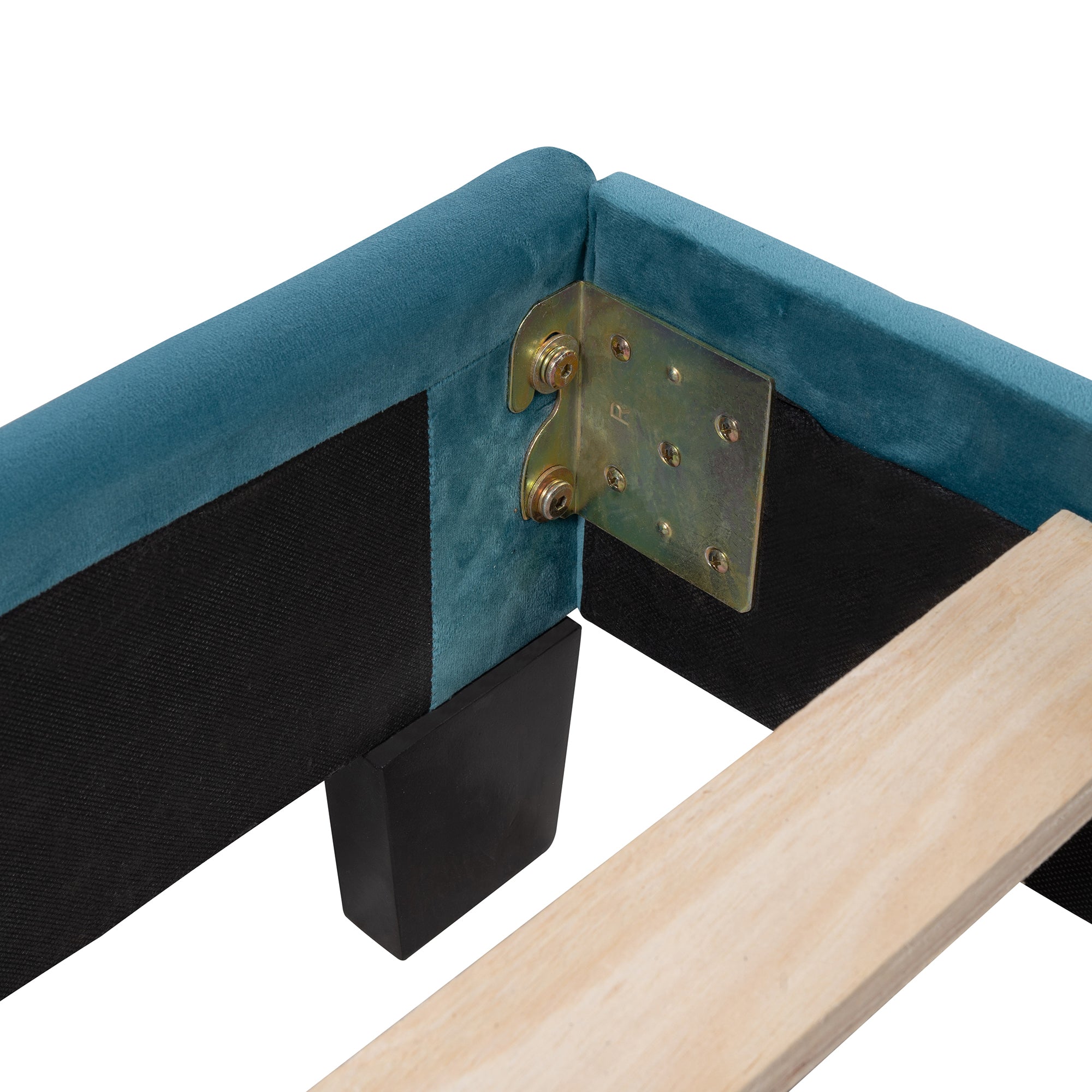 Queen Wood Frame Platform Bed with Upholstered Headboard