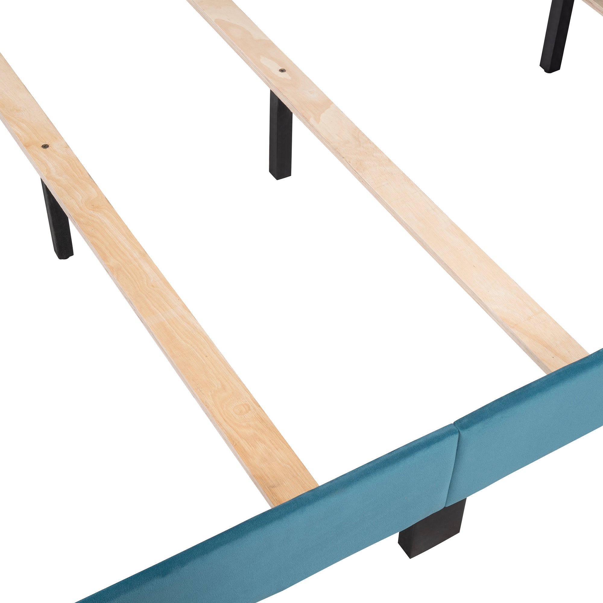 Queen Wood Frame Platform Bed with Upholstered Headboard