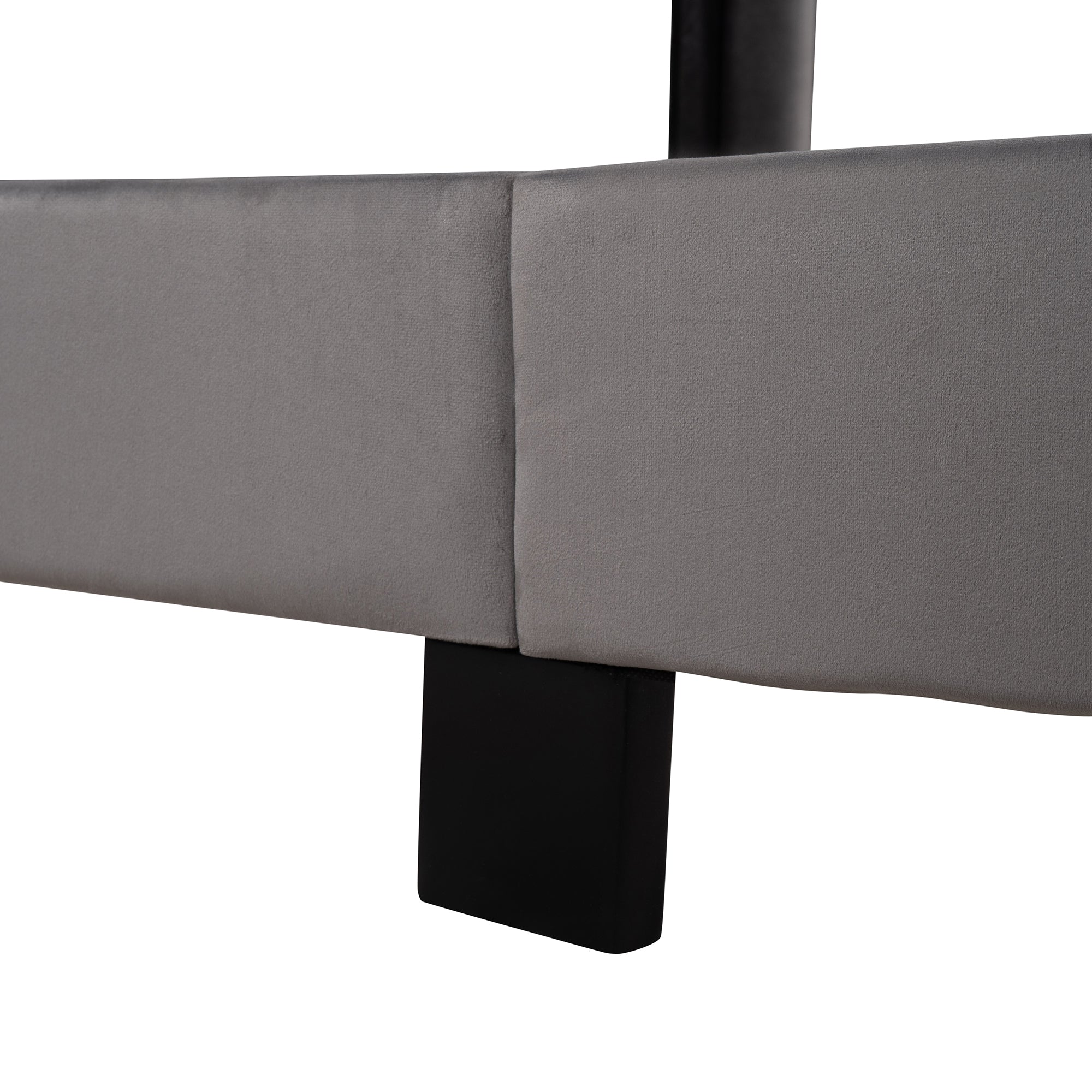 Queen Wood Frame Platform Bed with Upholstered Headboard