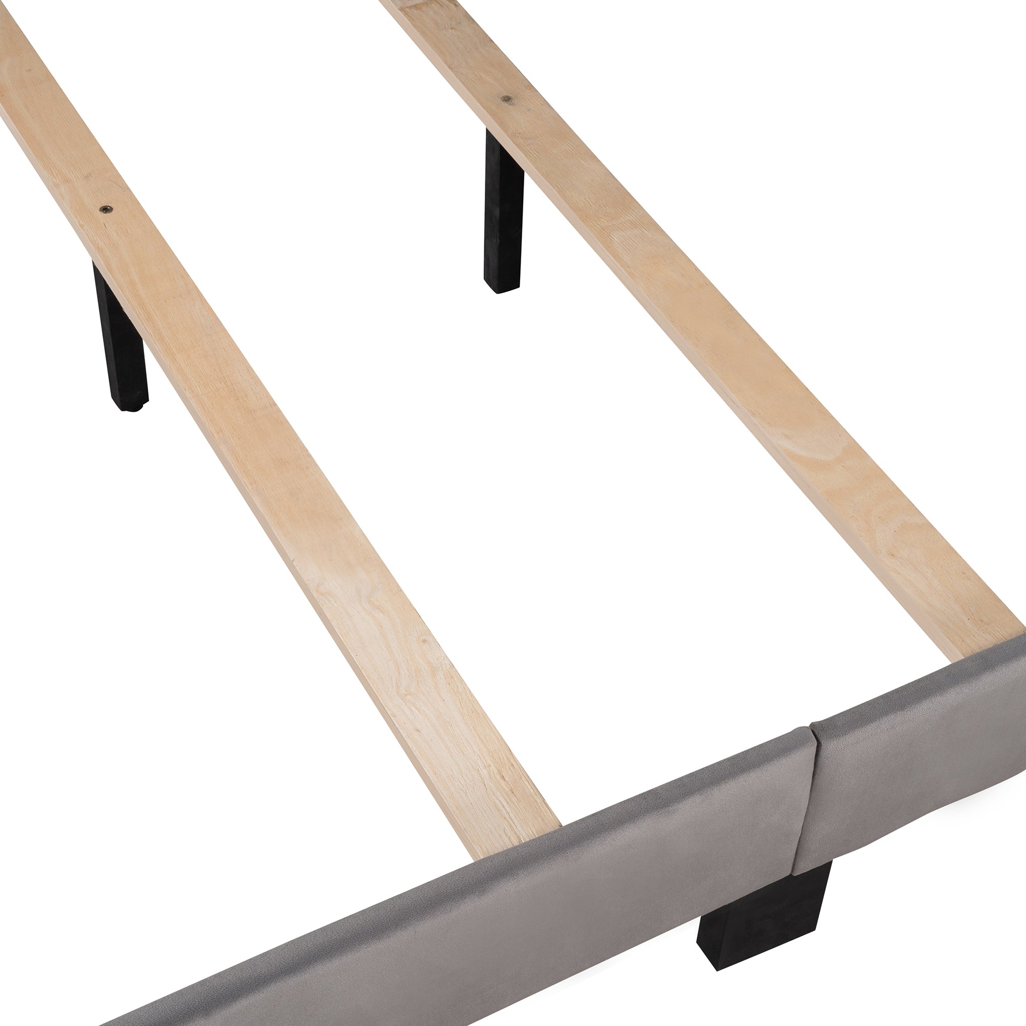 Queen Wood Frame Platform Bed with Upholstered Headboard