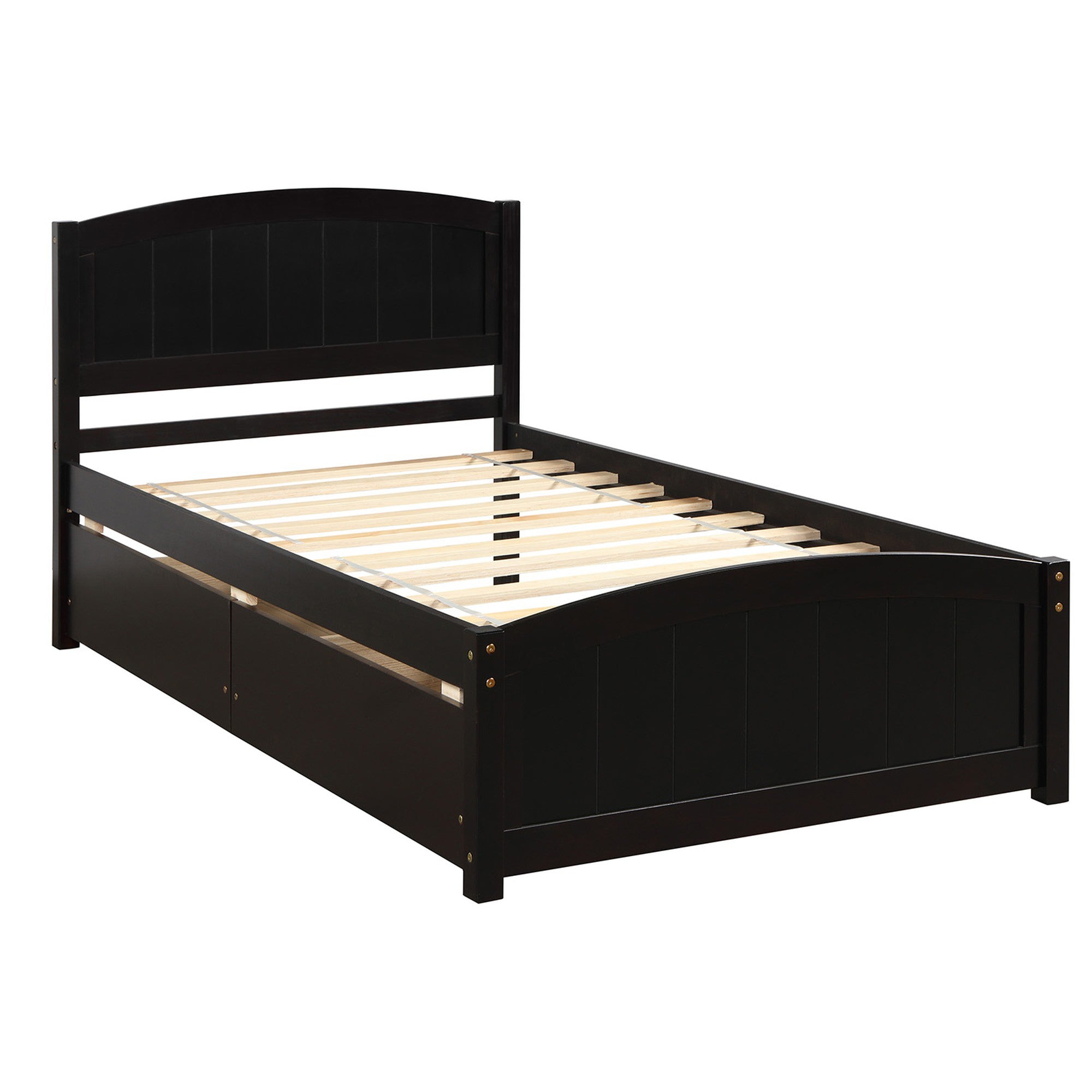 Twin Wood Frame Platform Bed with 2 Drawers