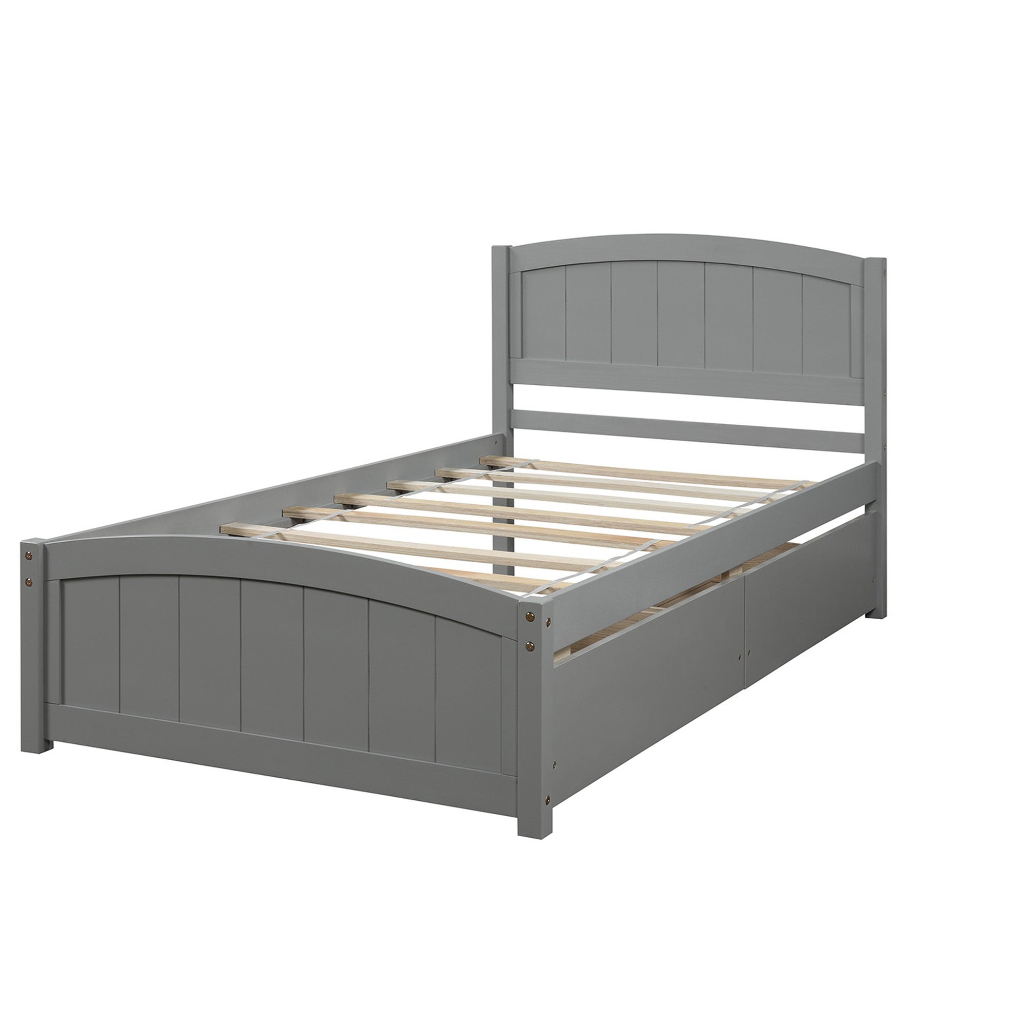 Twin Wood Frame Platform Bed with 2 Drawers