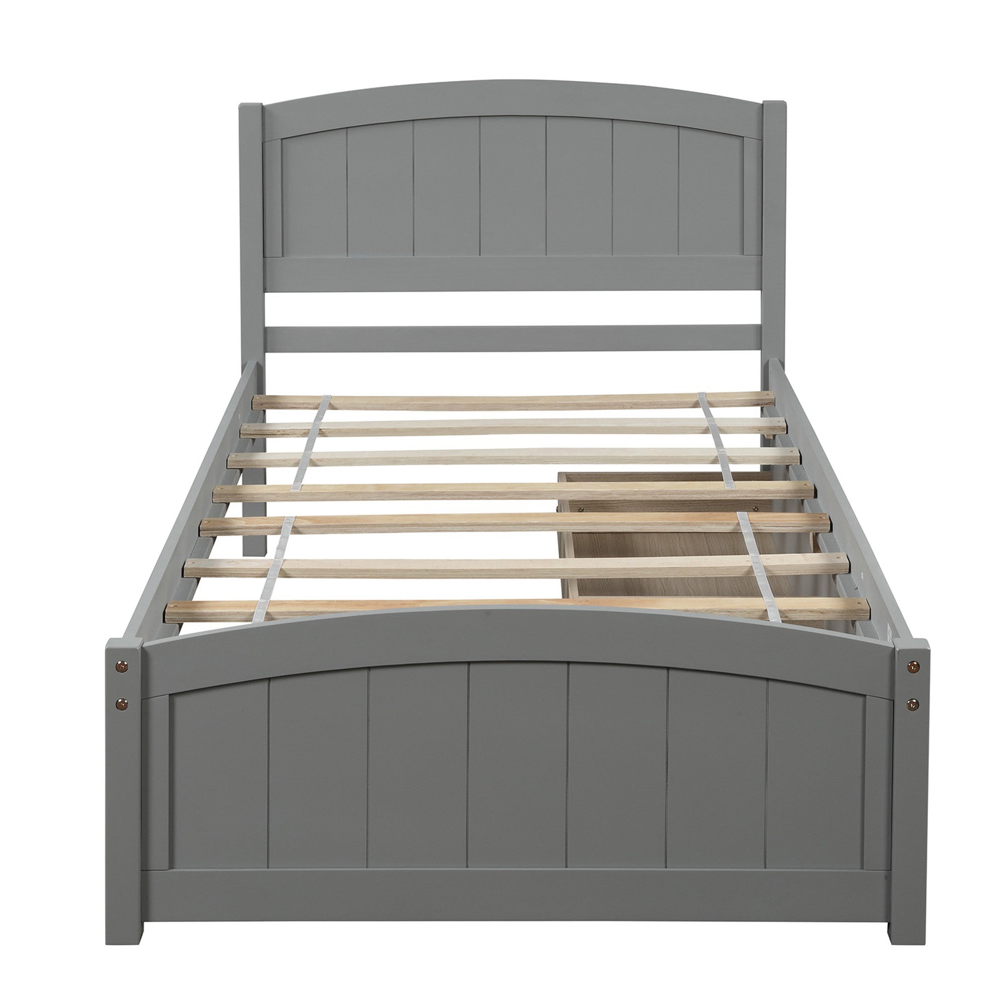 Twin Wood Frame Platform Bed with 2 Drawers