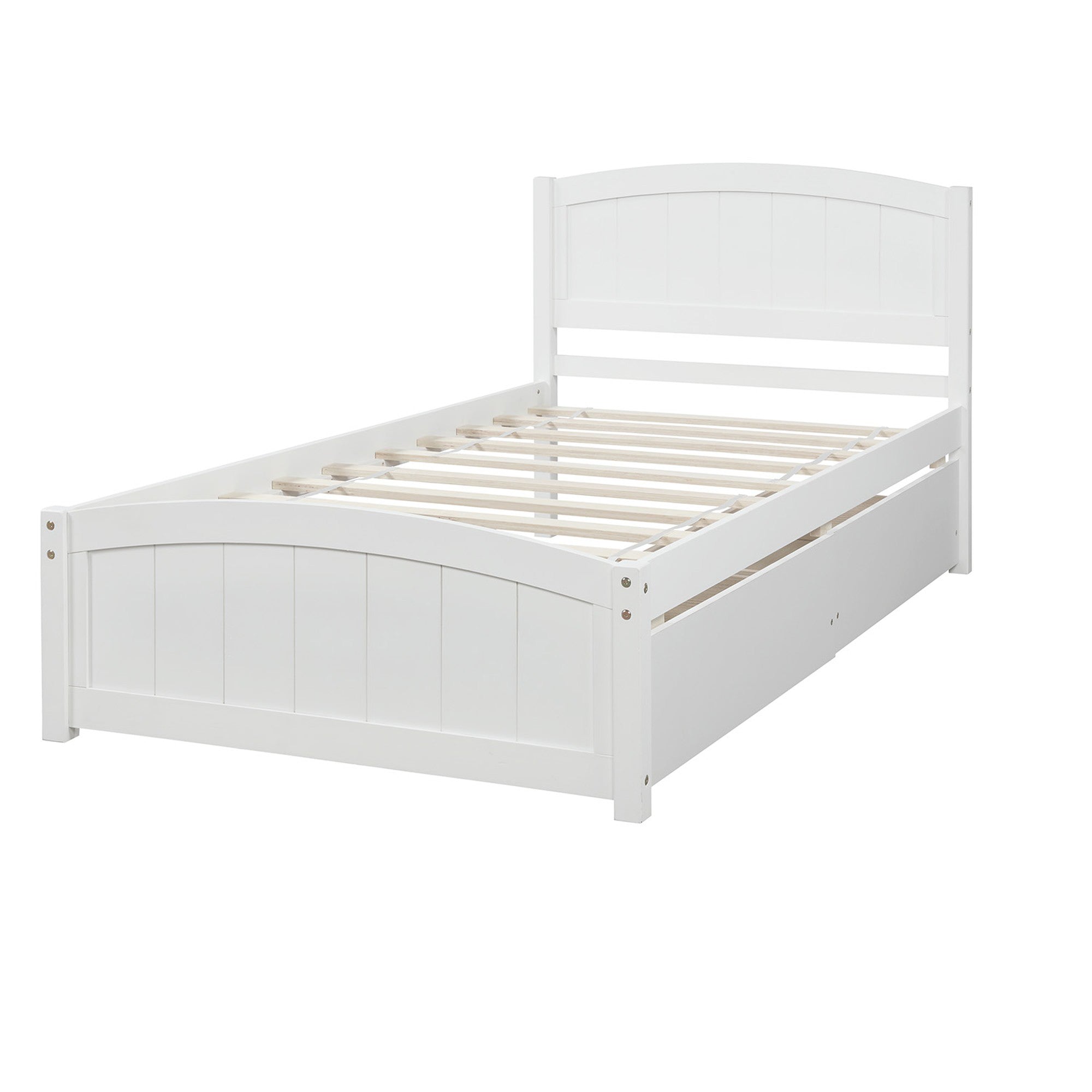 Twin Wood Frame Platform Bed with 2 Drawers
