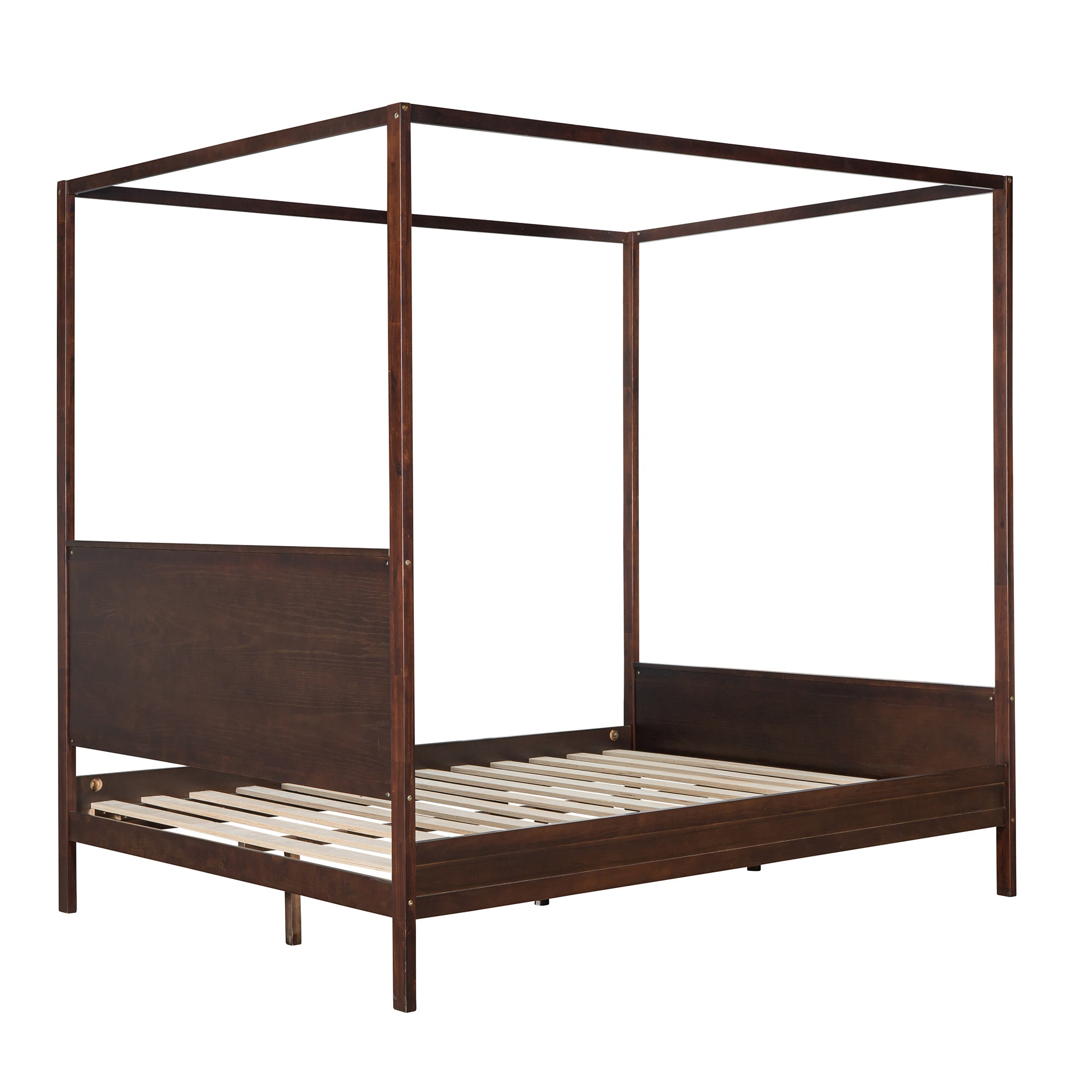 Queen Wood Frame Canopy Bed with Headboard and Footboard