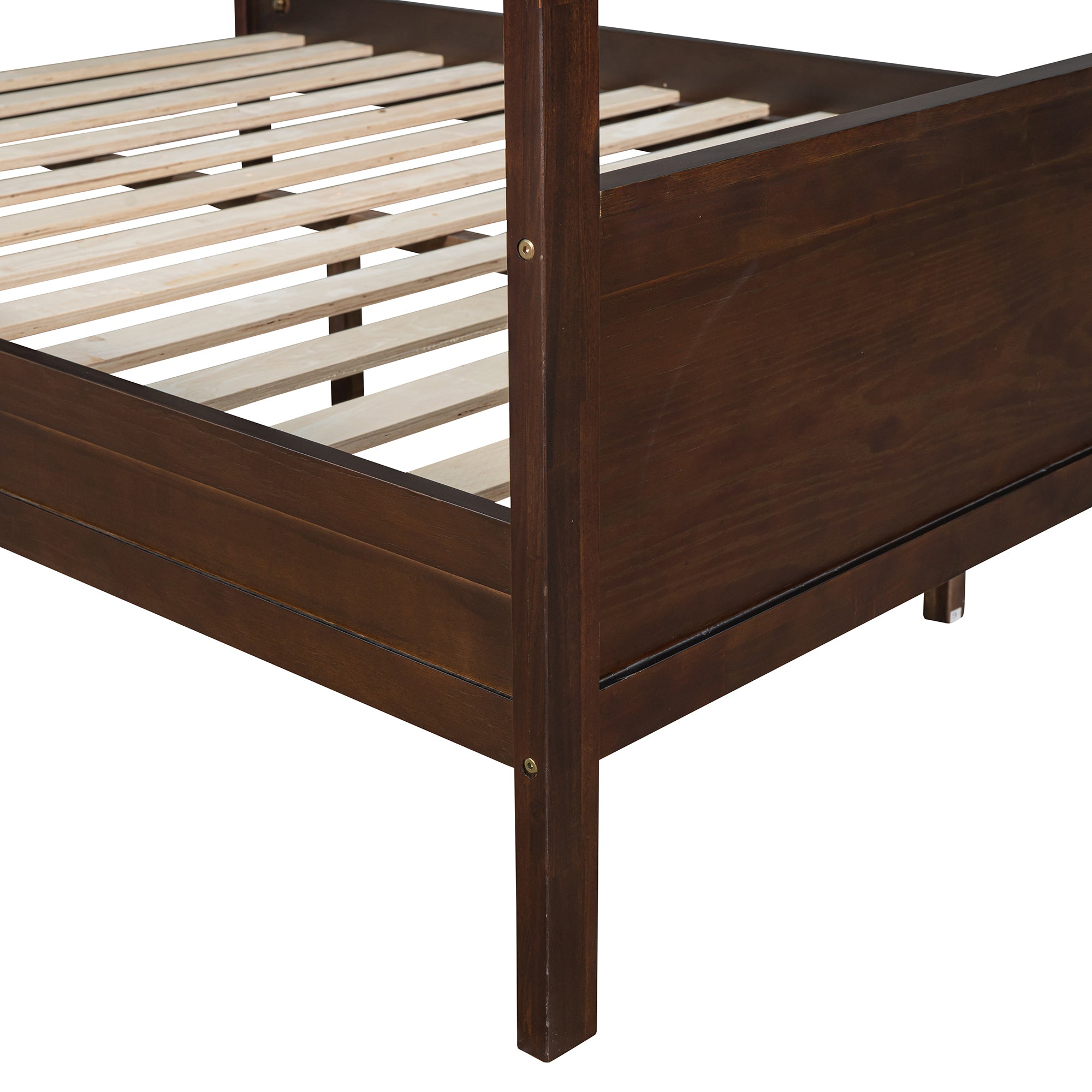 Queen Wood Frame Canopy Bed with Headboard and Footboard