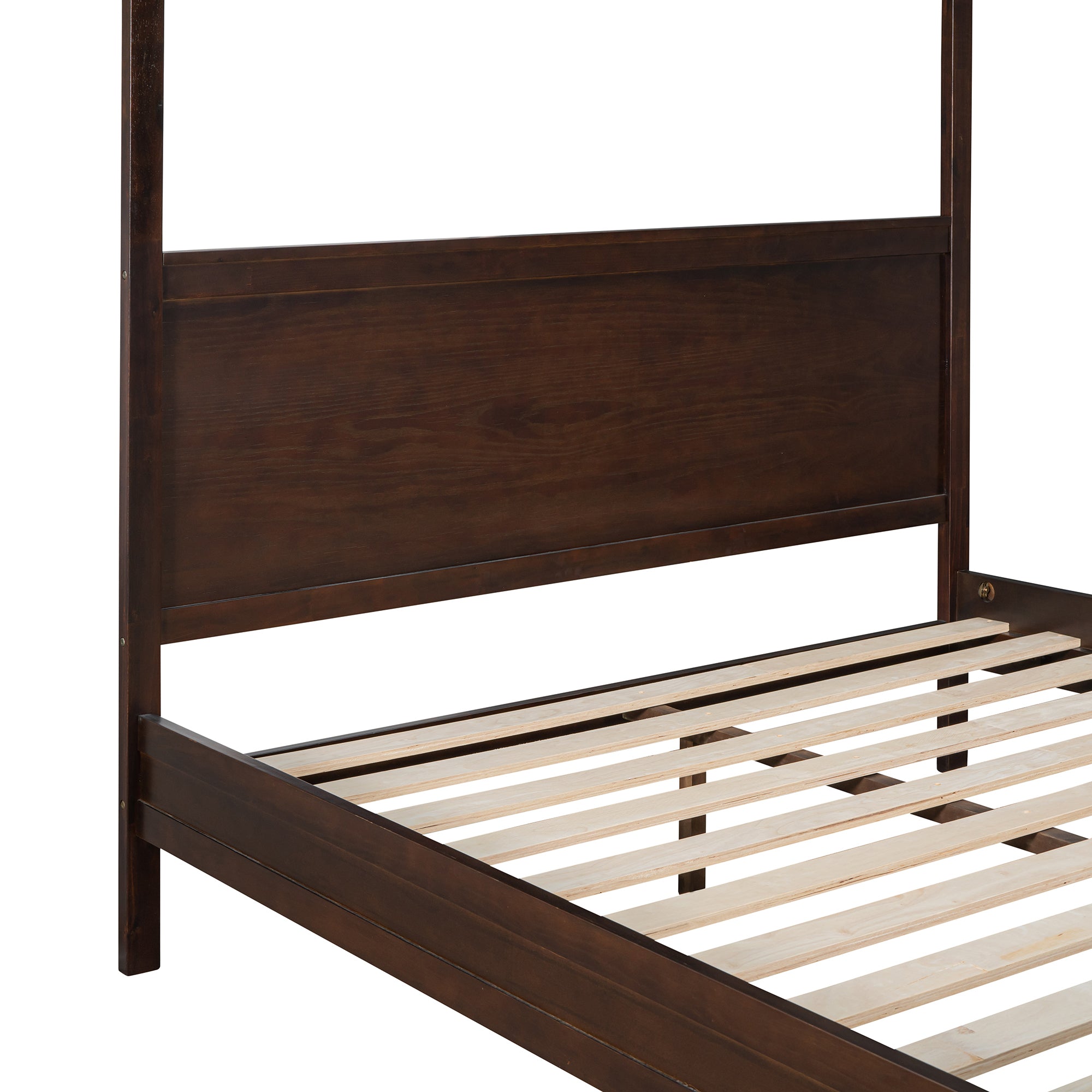Queen Wood Frame Canopy Bed with Headboard and Footboard