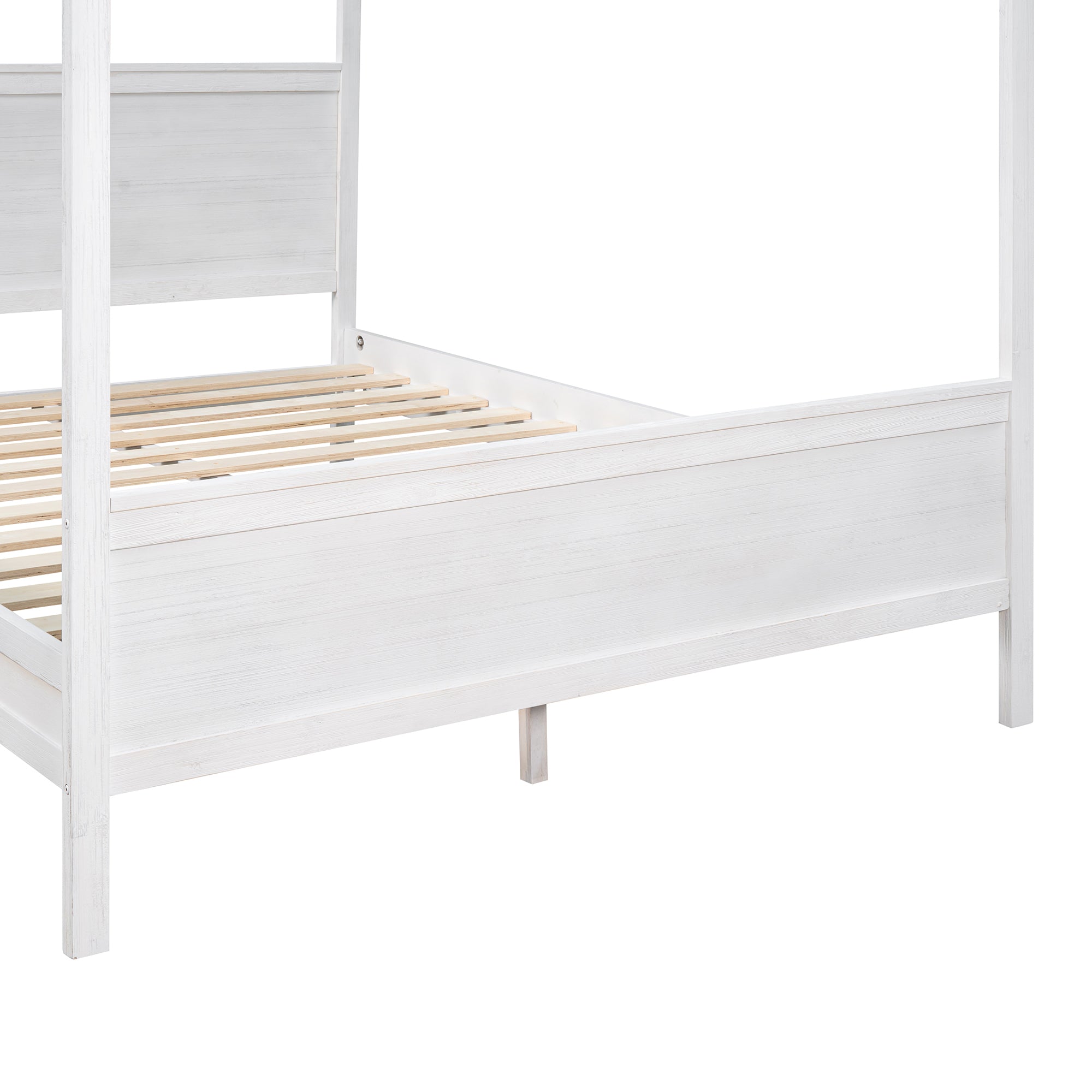 Queen Wood Frame Canopy Bed with Headboard and Footboard
