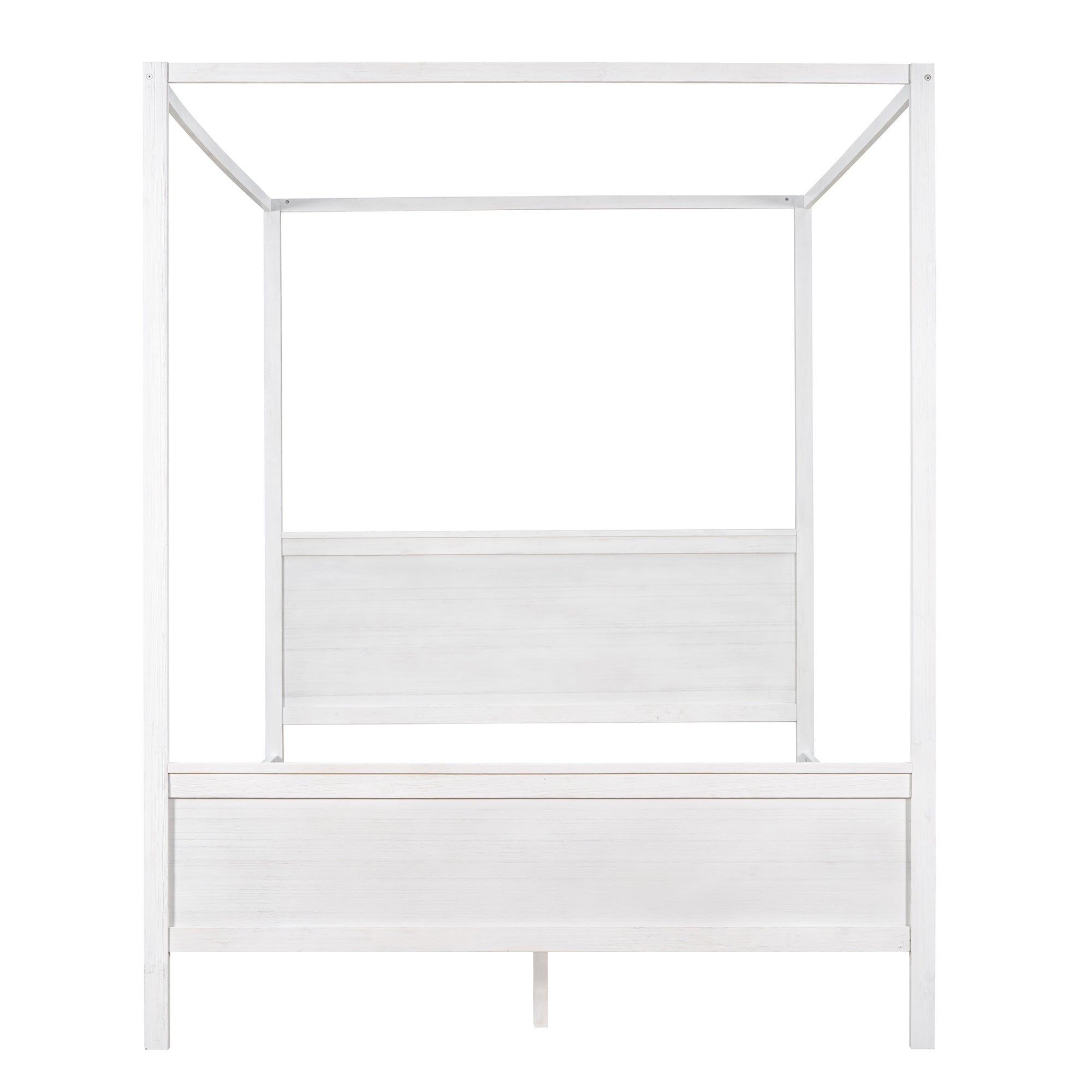 Queen Wood Frame Canopy Bed with Headboard and Footboard