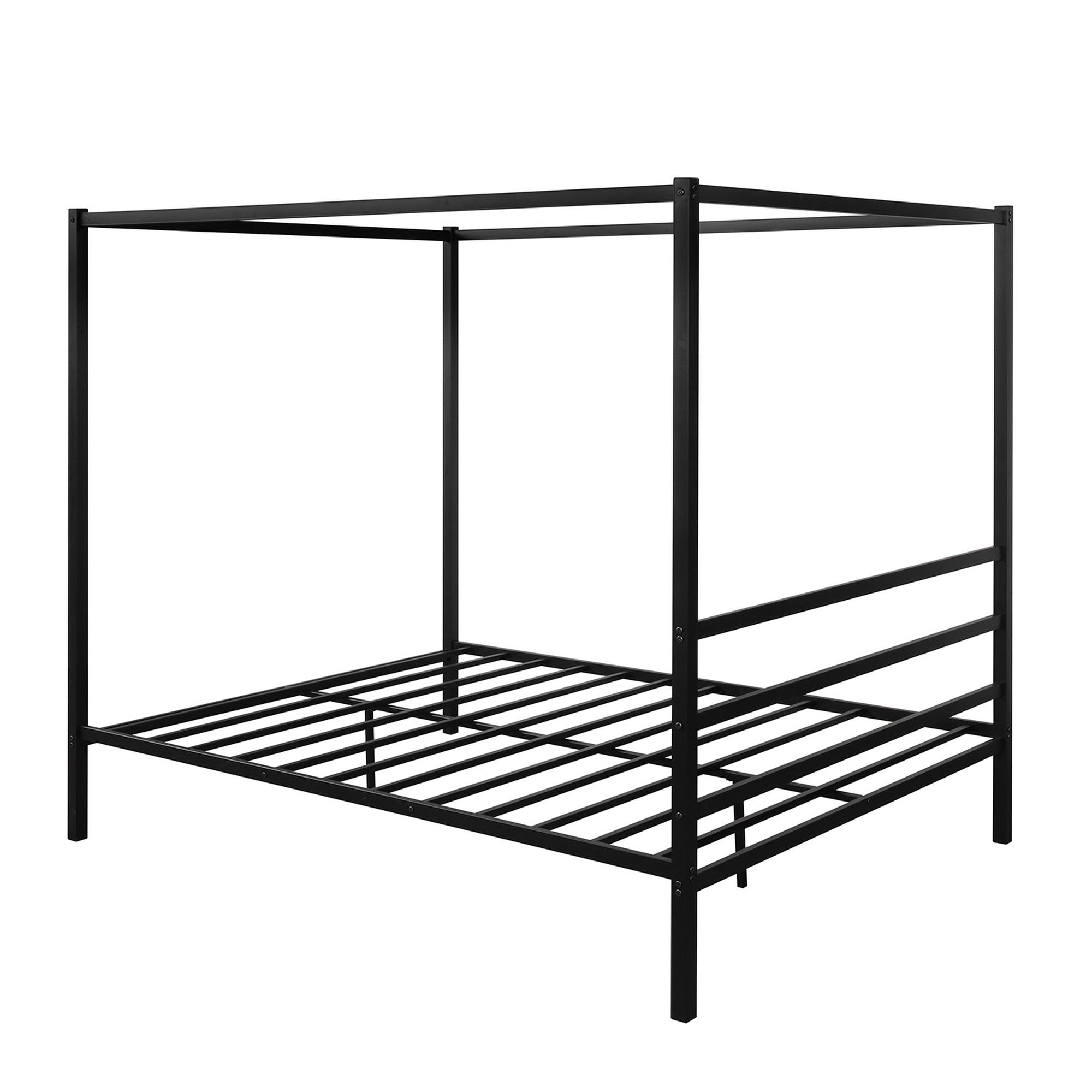 Queen Metal Frame Canopy Platform Bed with Center Legs
