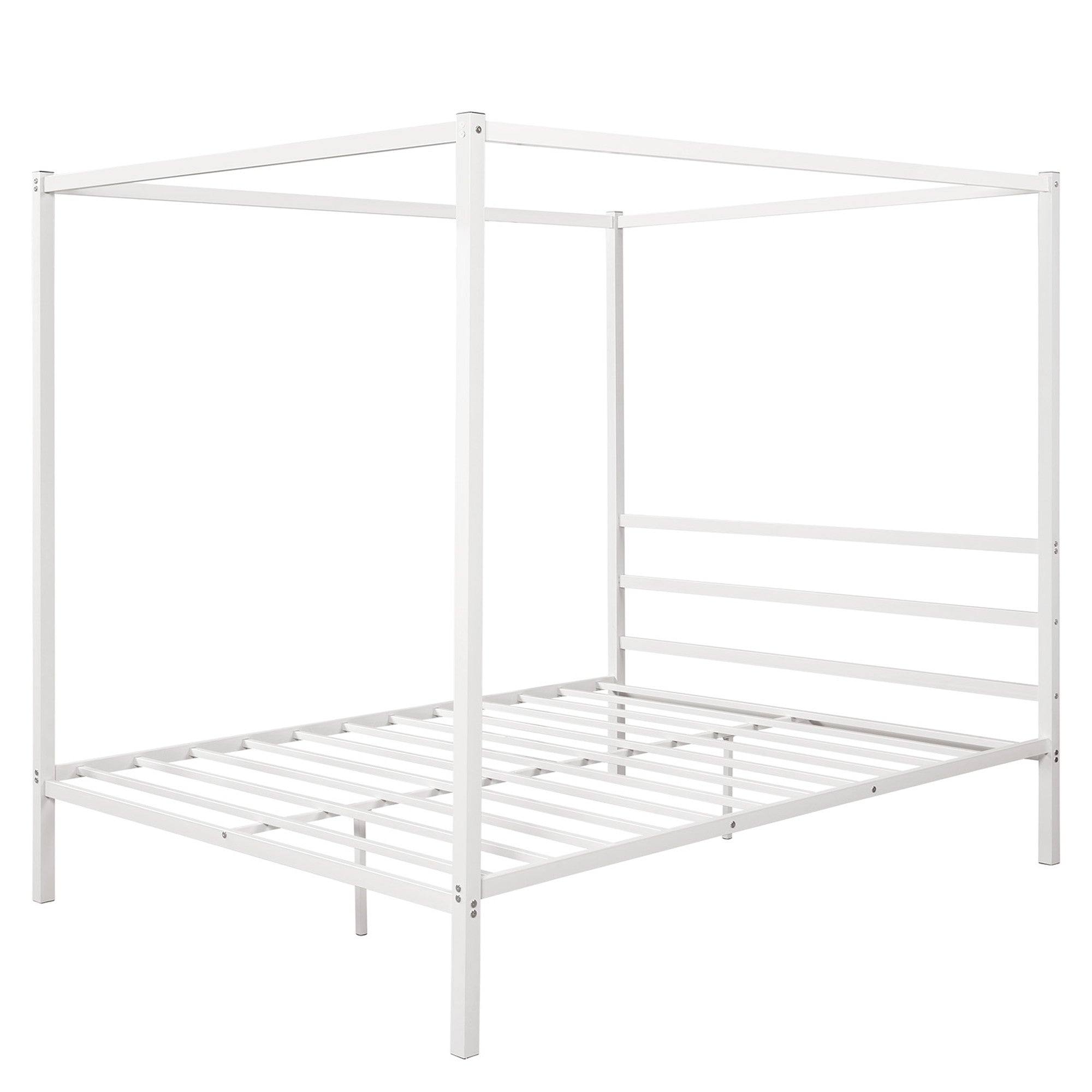 Queen Metal Frame Canopy Platform Bed with Center Legs