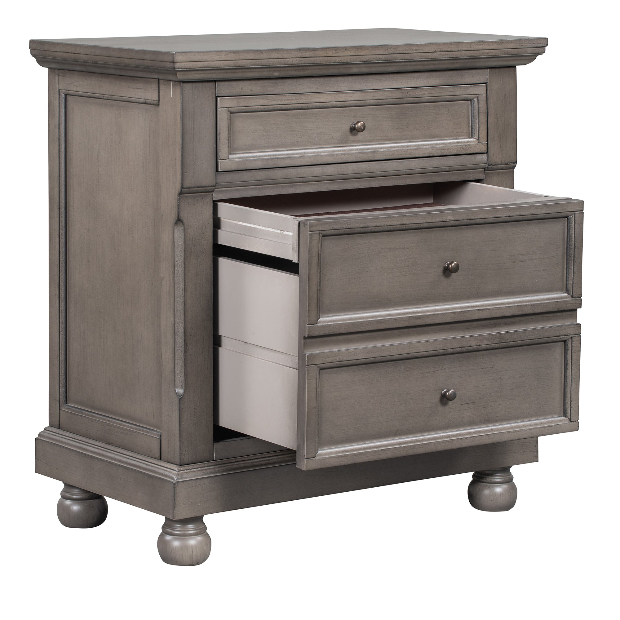 3-Drawer Wood Nightstand
