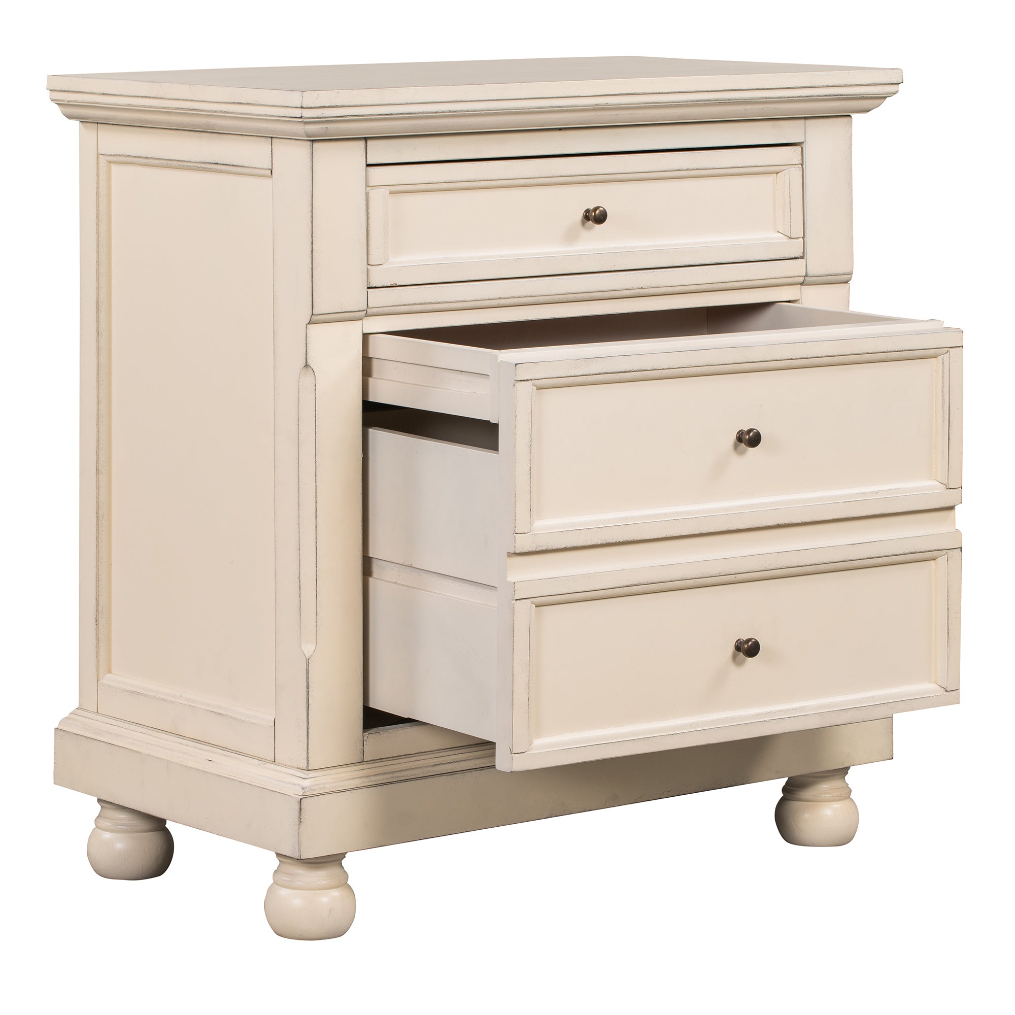 3-Drawer Wood Nightstand