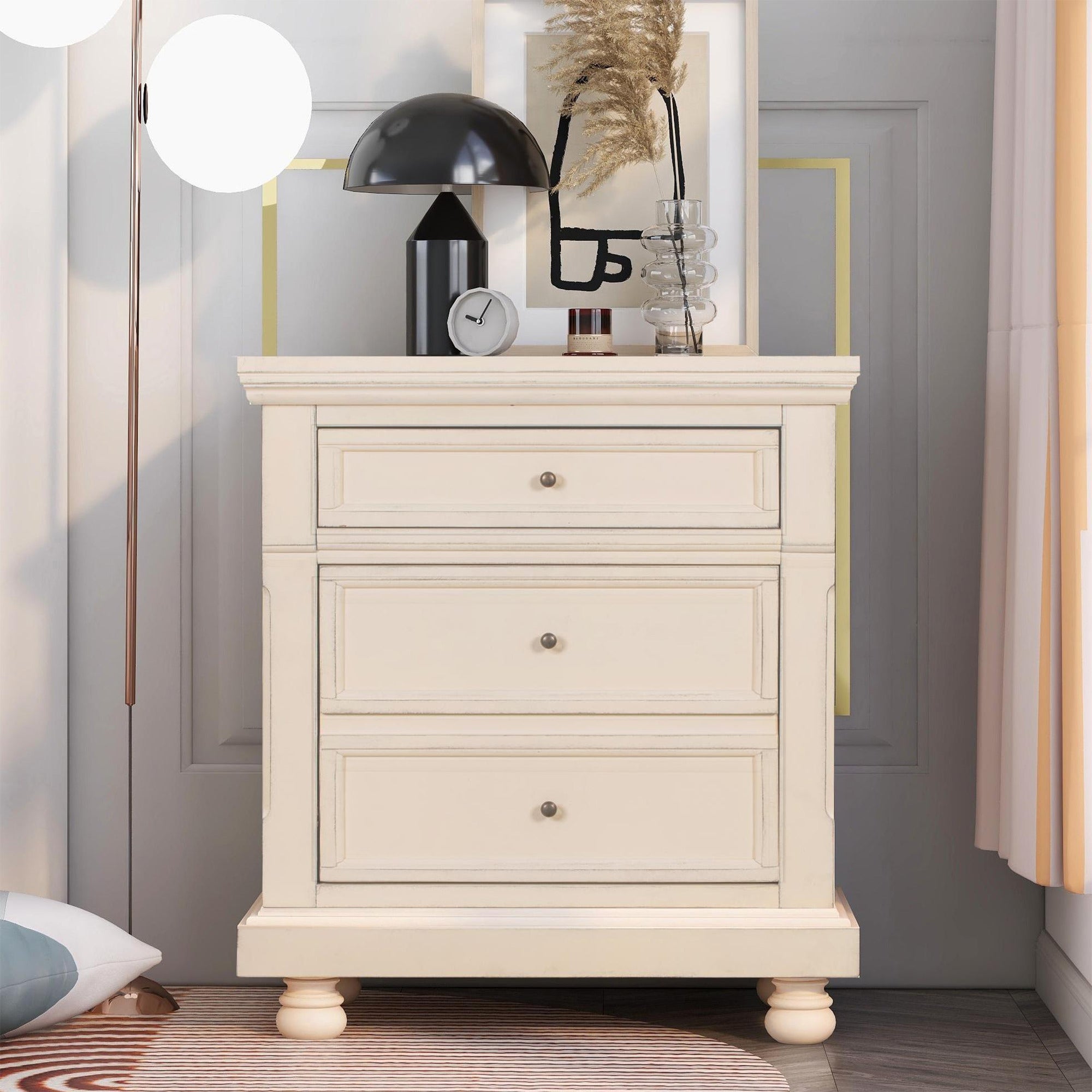 3-Drawer Wood Nightstand