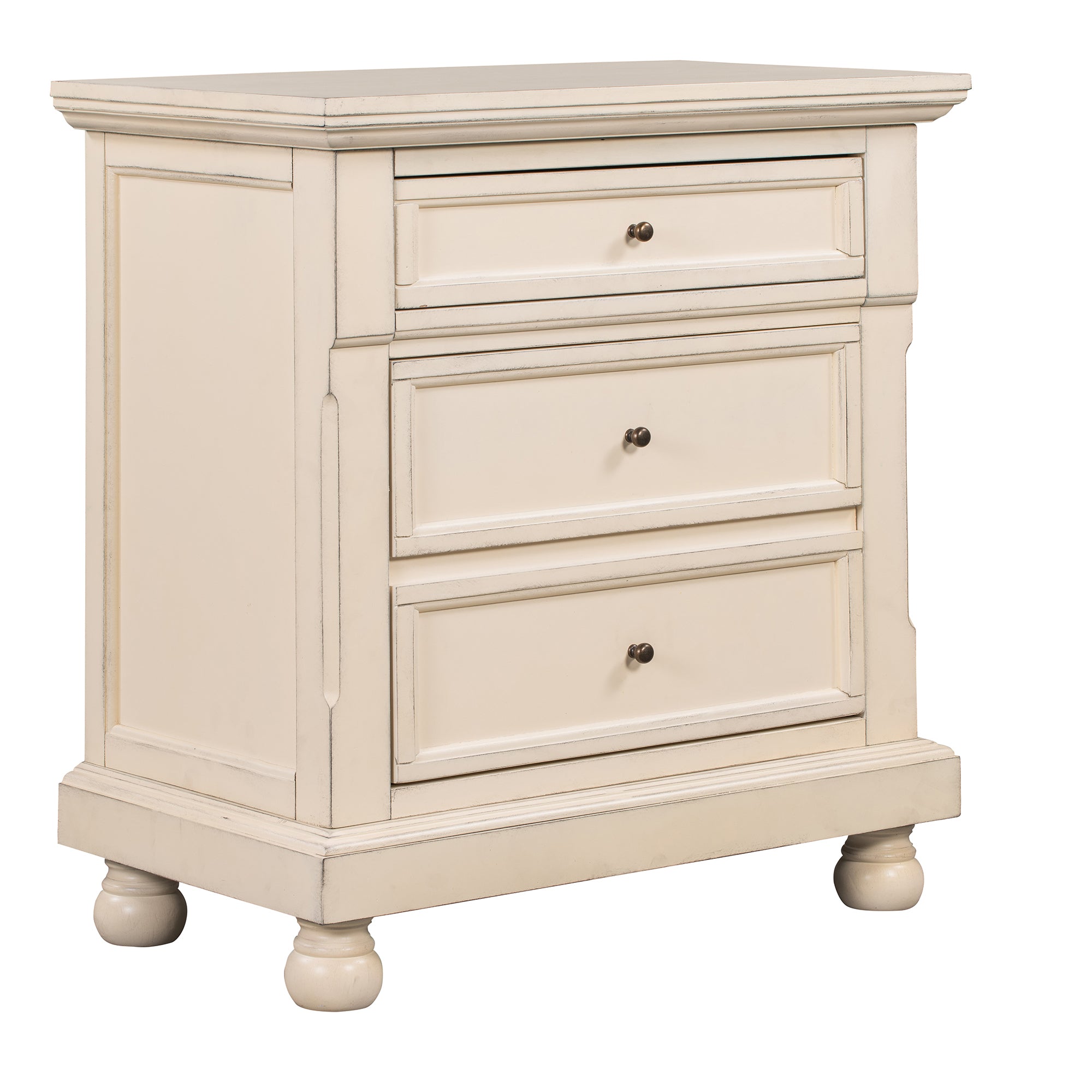 3-Drawer Wood Nightstand