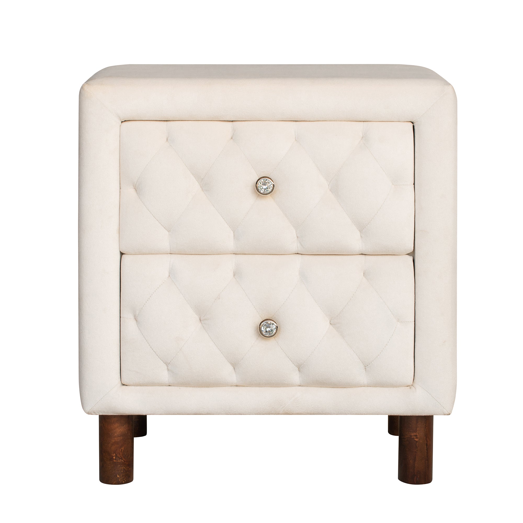 2-Drawer Upholstered Wood Nightstand