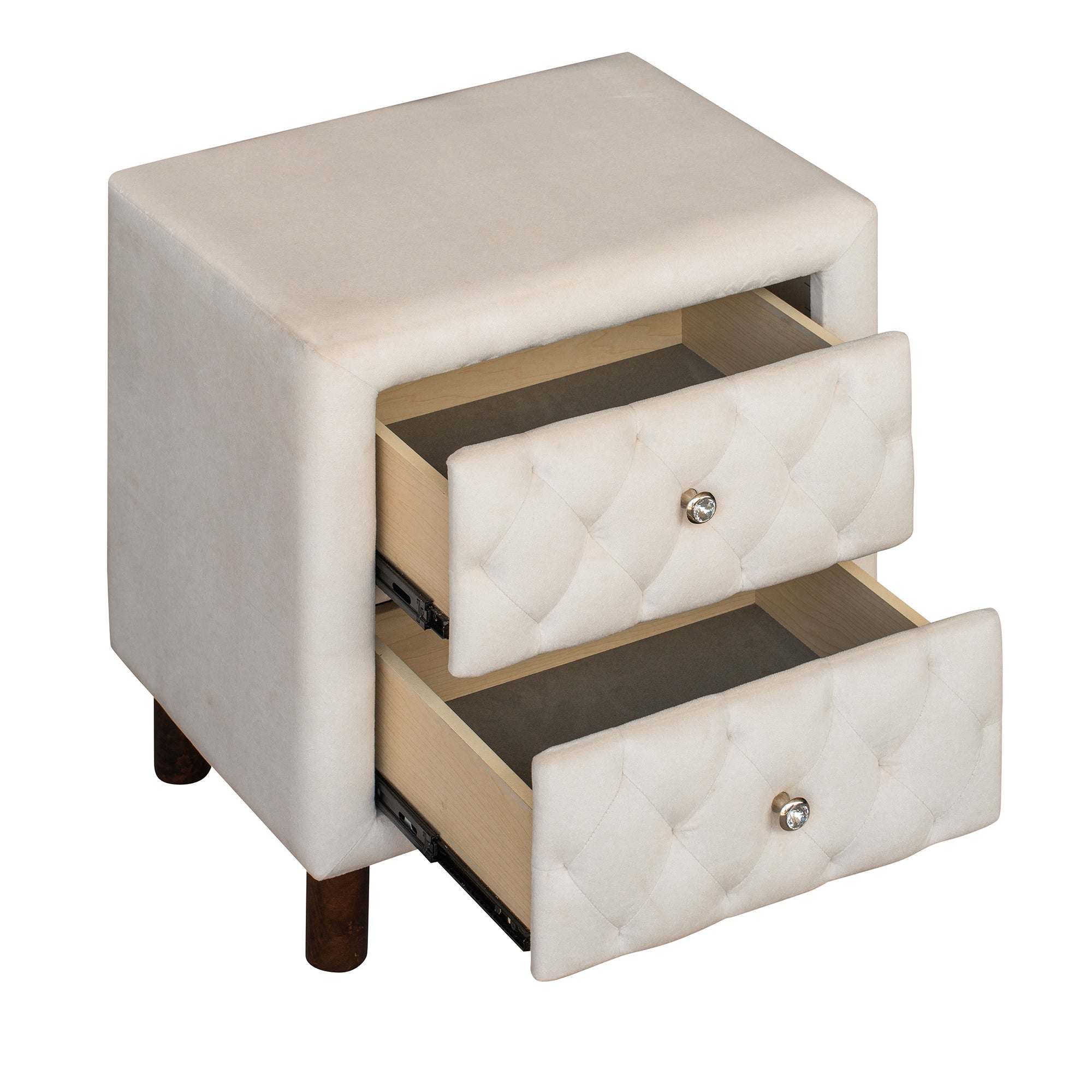 2-Drawer Upholstered Wood Nightstand